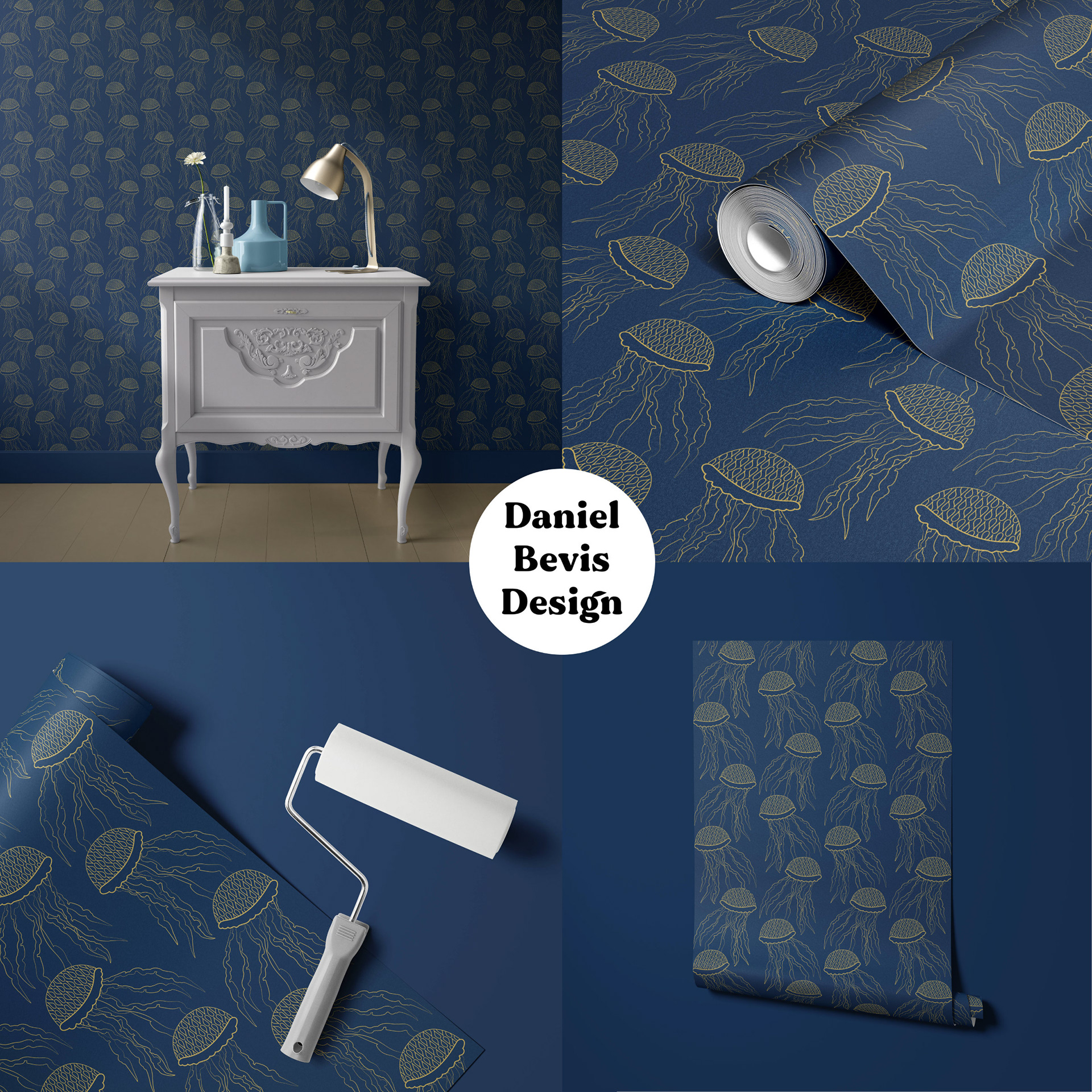 ORNATE JELLYFISH OUTLINES_HOME LIFESTYLE WALLPAPER COLLAGE