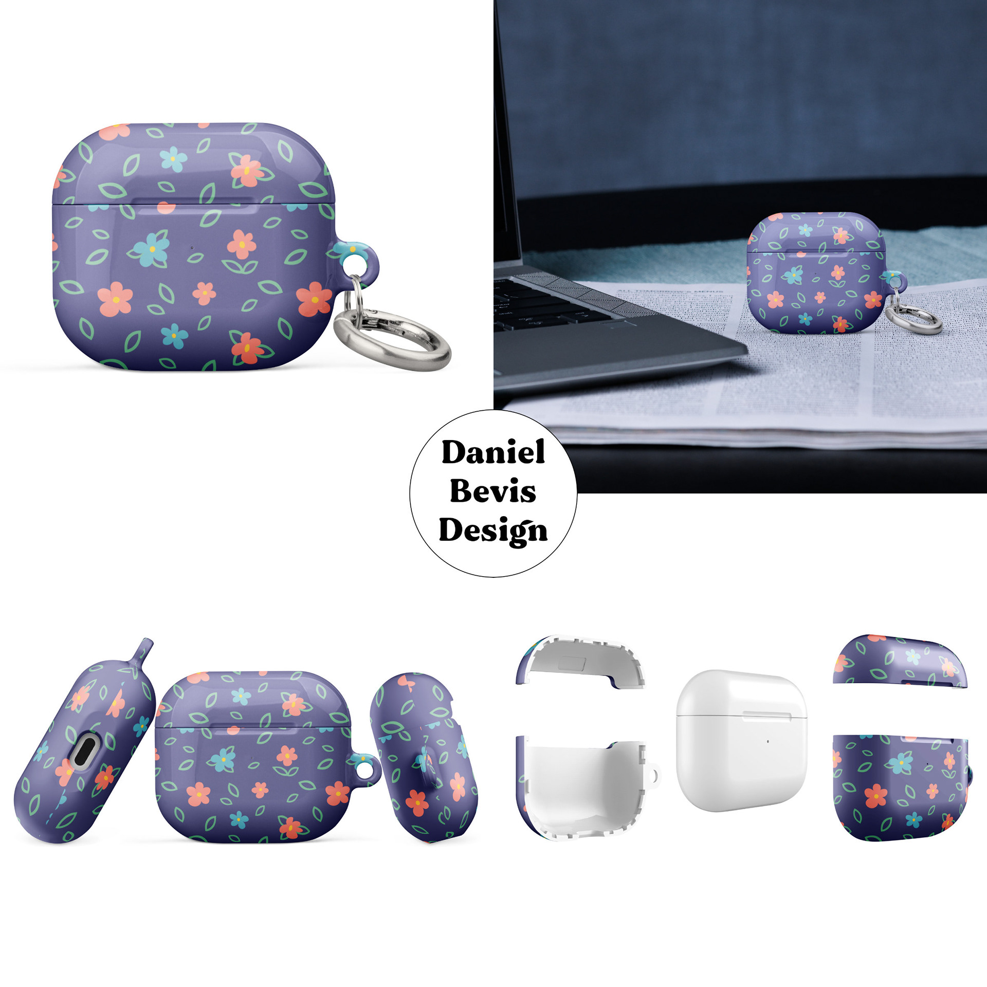 MINIMAL FLORALS 1 - LAVENDER COLOUR BLUSH_AIRPOD GEN 3 CASES MOCKUPS COLLAGE