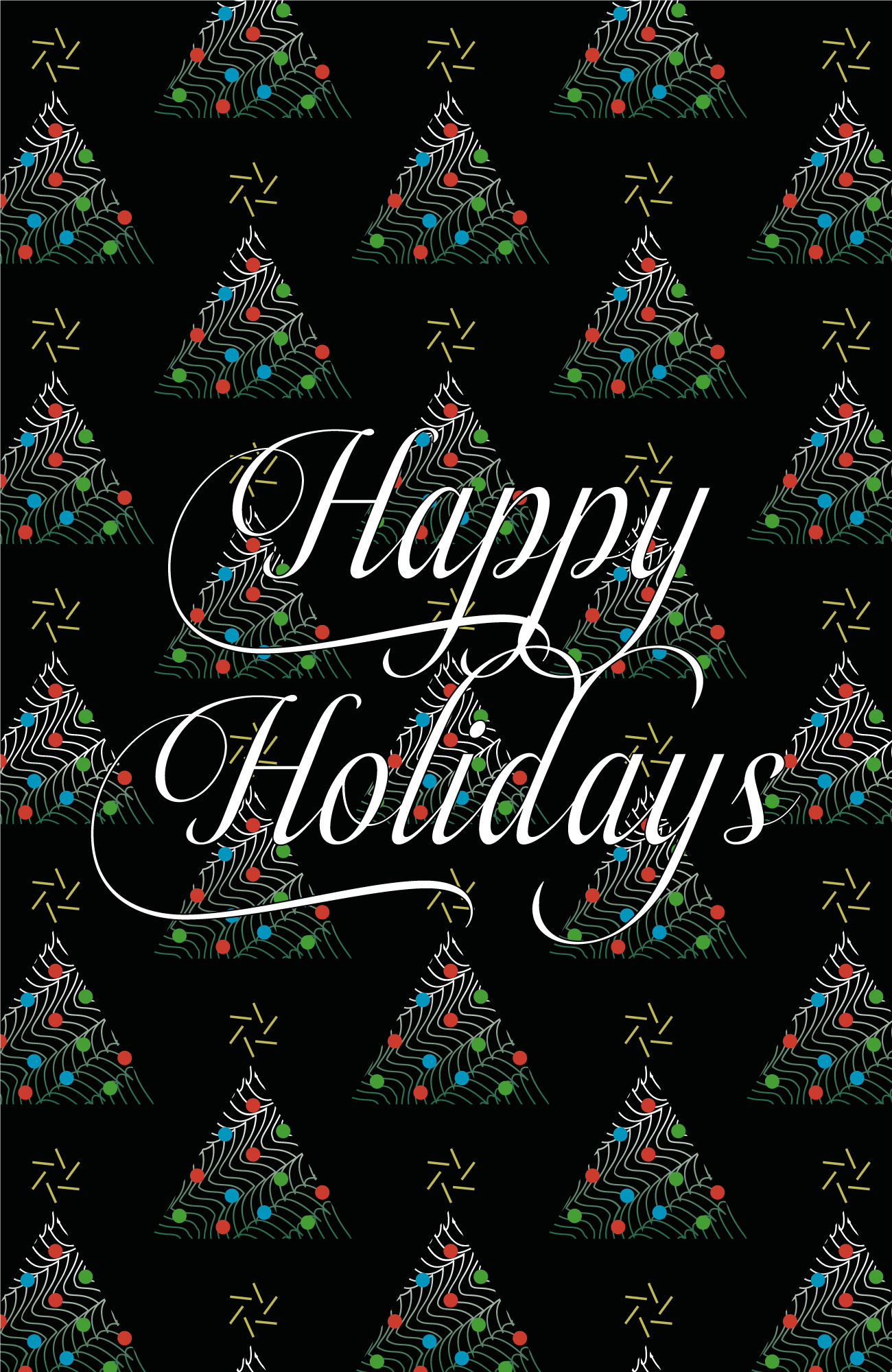 XMAS TREES - HAPPY HOLIDAYS BLACK