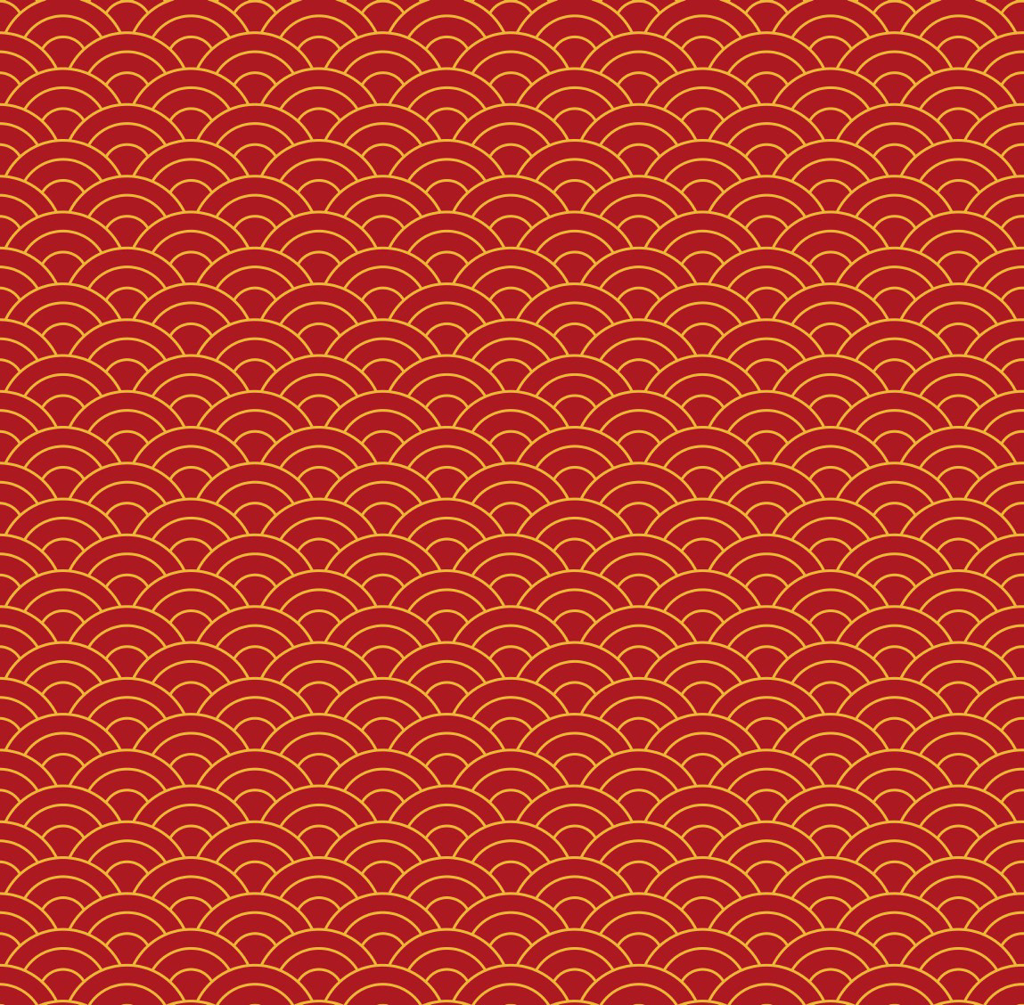 JAPANESE WAVES - RED AND GOLD