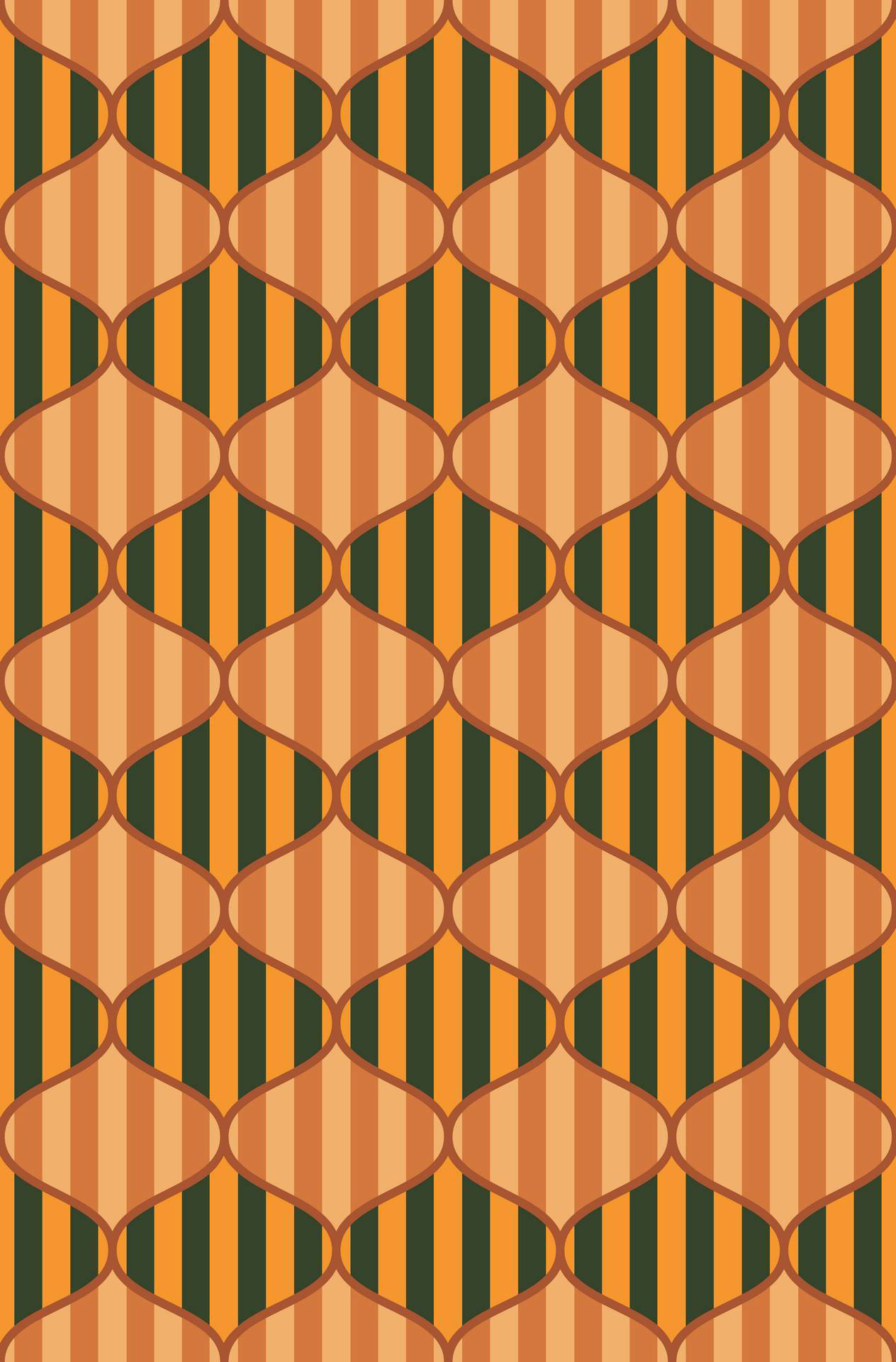 STRIPED OGEE PRINT - AUTUMN MUSHROOMS 1