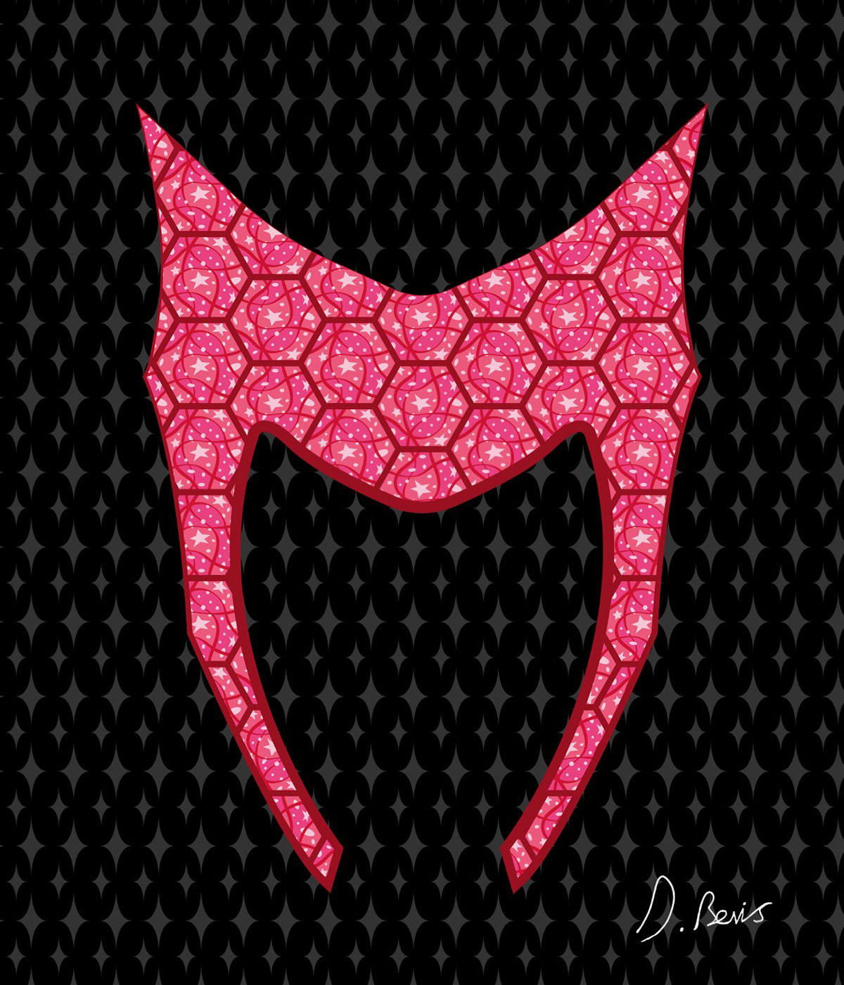 HEX ABSTRACT GEOMETRIC PATTERN ~ CHAOS RED [TIARA]