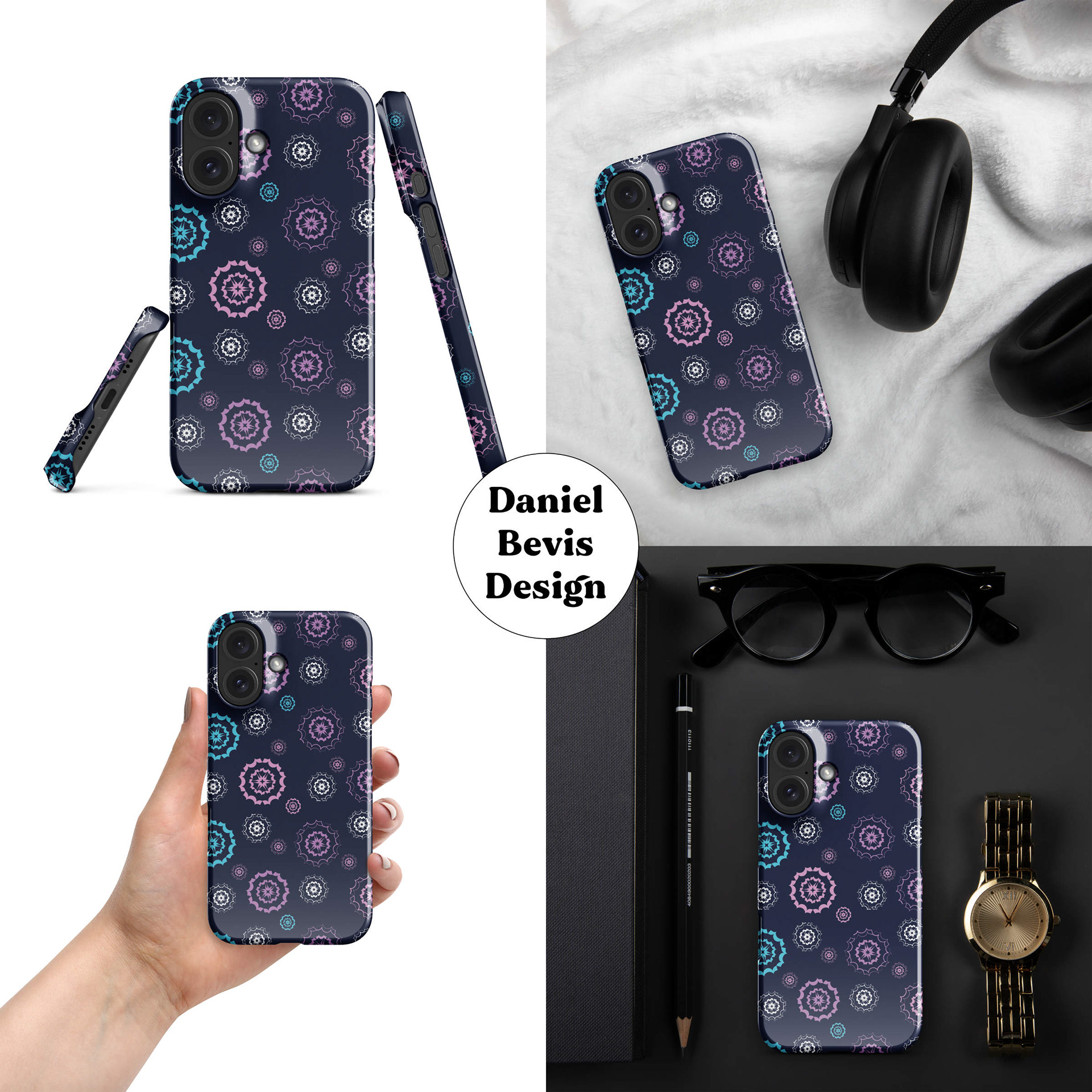 SNOWFLAKES 2 - FAIRY WINTER MIDNIGHT_IPHONE CASE MOCKUP COLLAGE