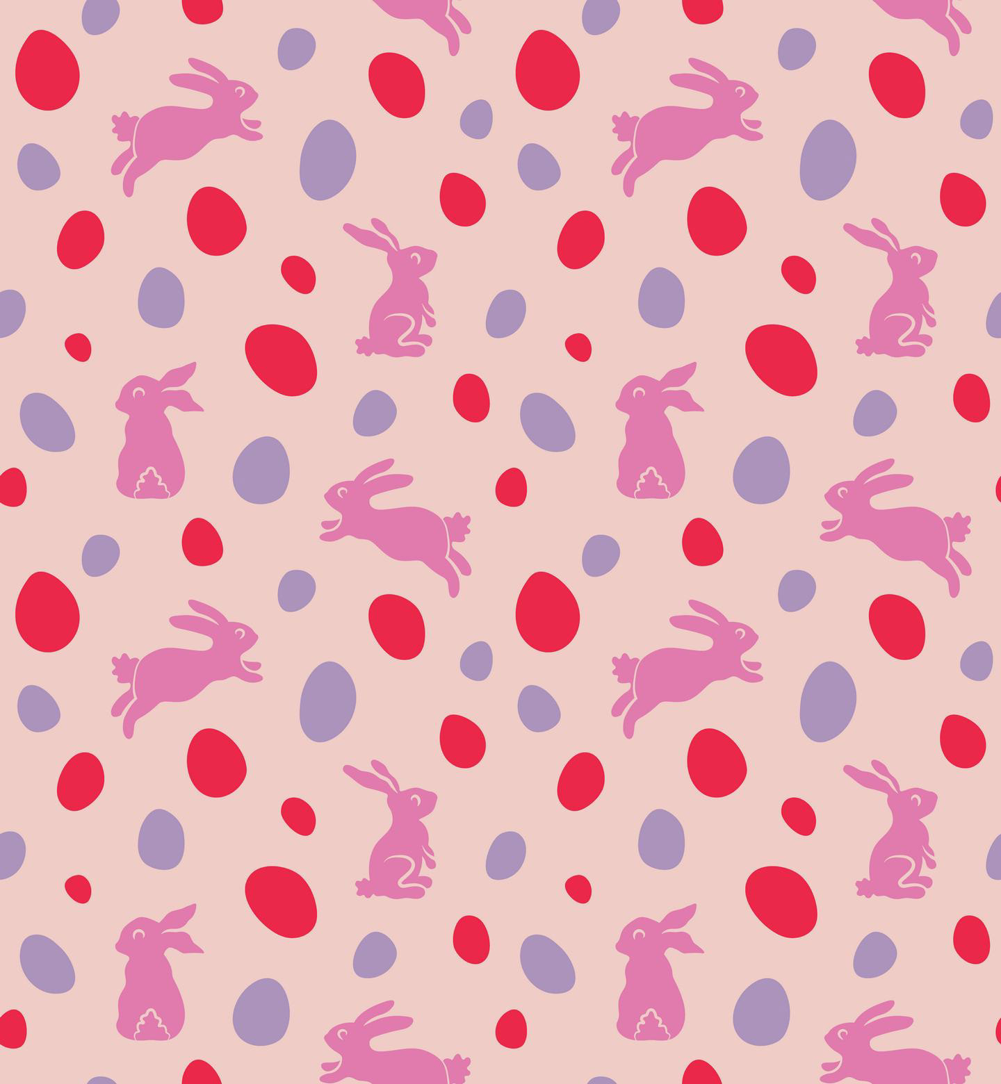 EASTER EGGS & BUNNIES - FUCHSIA PNK, RED, LAVENDER & CREAM