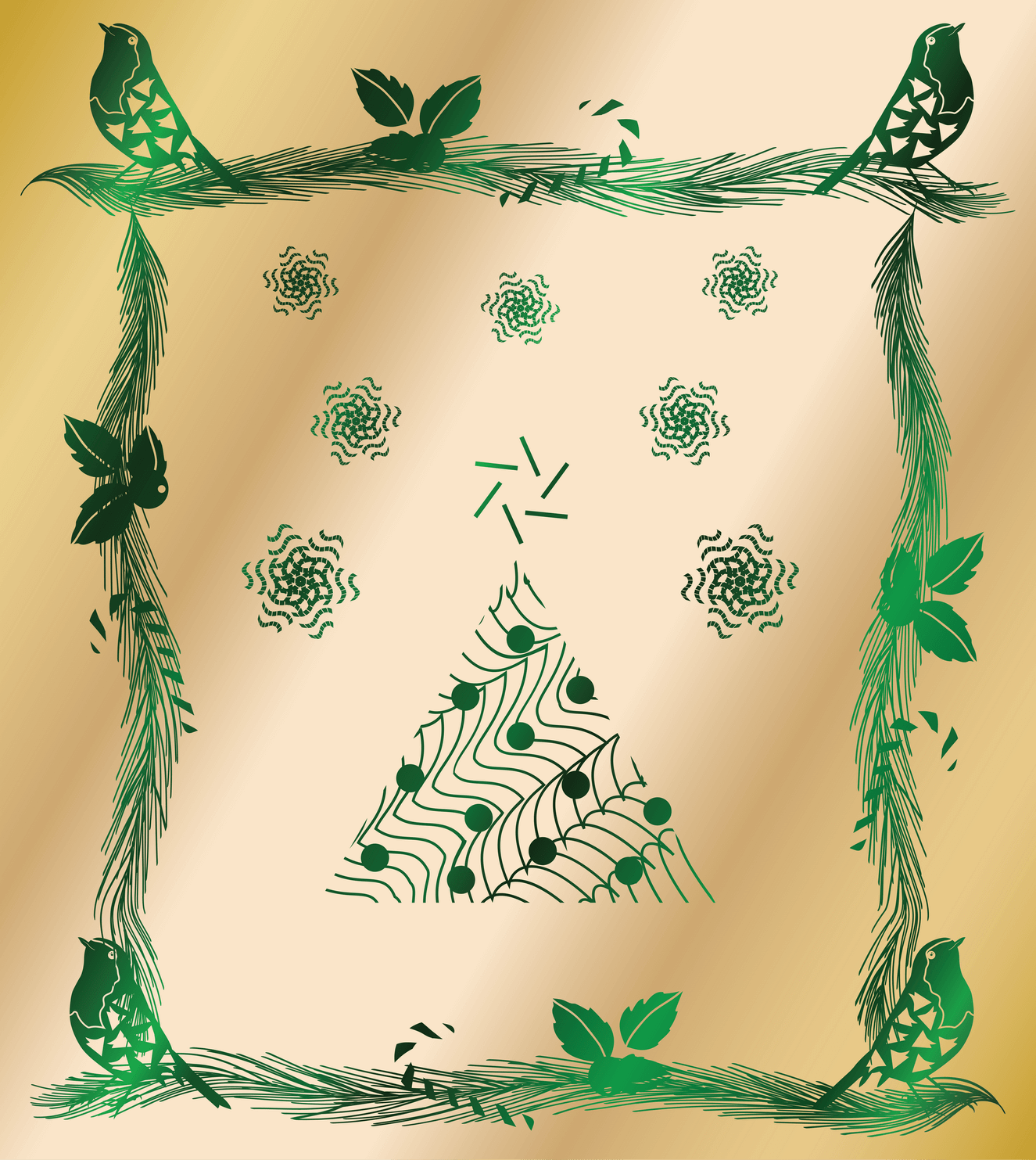 CHRISTMAS COLLAGE [GREEN & GOLD FOIL]
