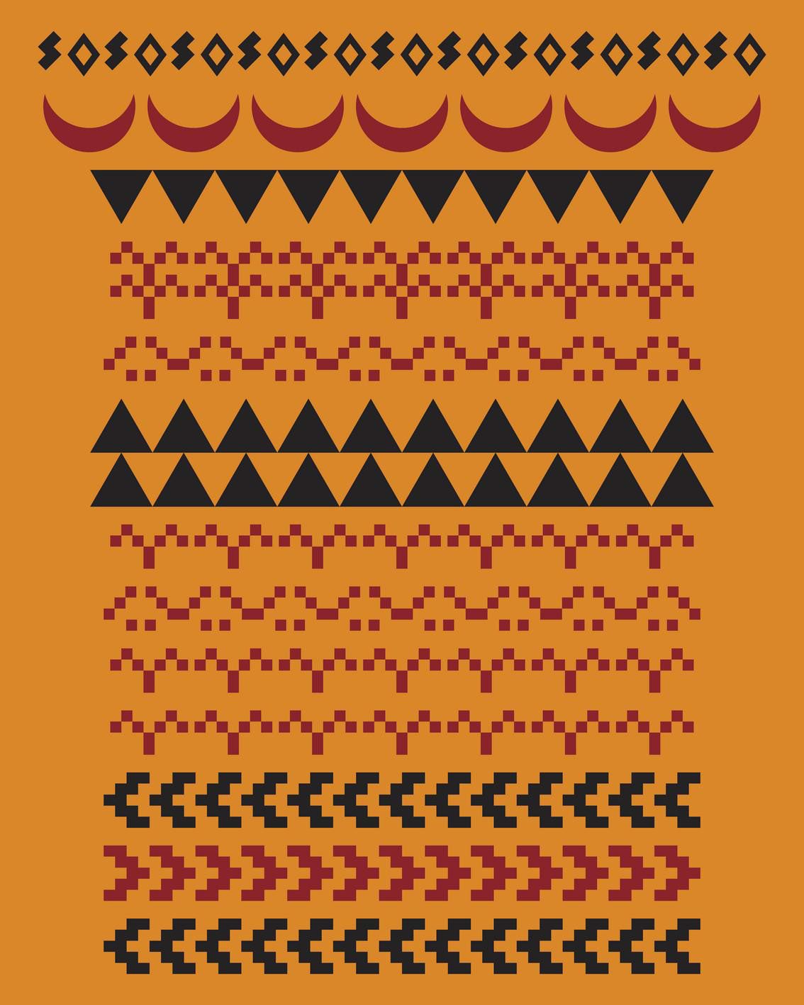 TRIBAL MOON, LAND & SEA PRINT - FIERY RED, ORANGE & BLACK