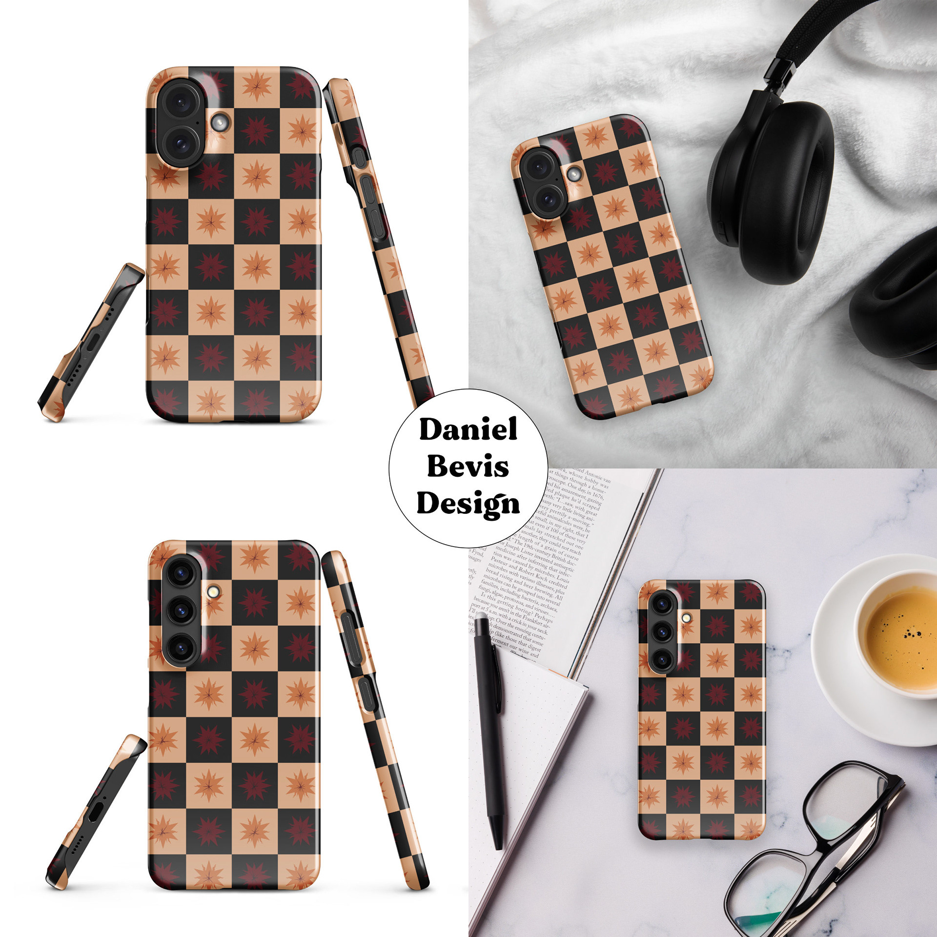 CHECKER STARBURSTS - FIERY DRACONIC HERALDRY_IPHONE & SAMSUNG CASE MOCKUPS