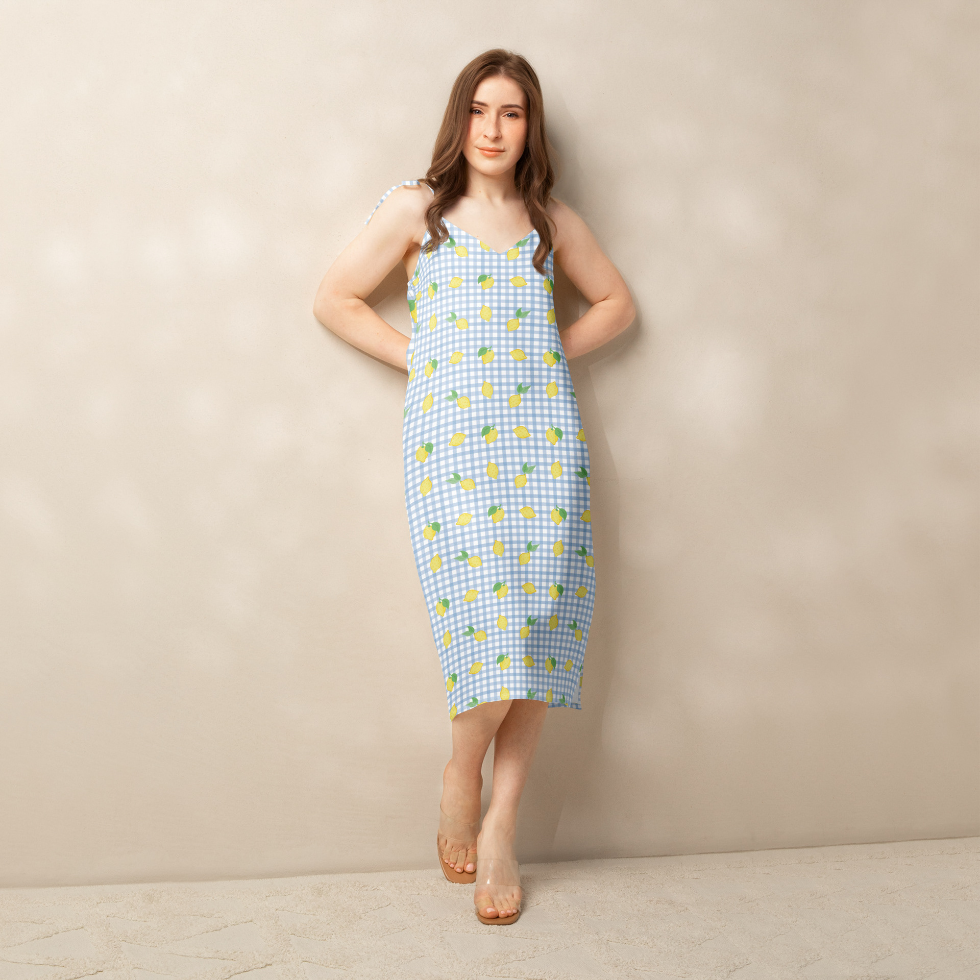 LEMONS & GINGHAM - LIGHT SPANISH BLUE NAPKINS SET
