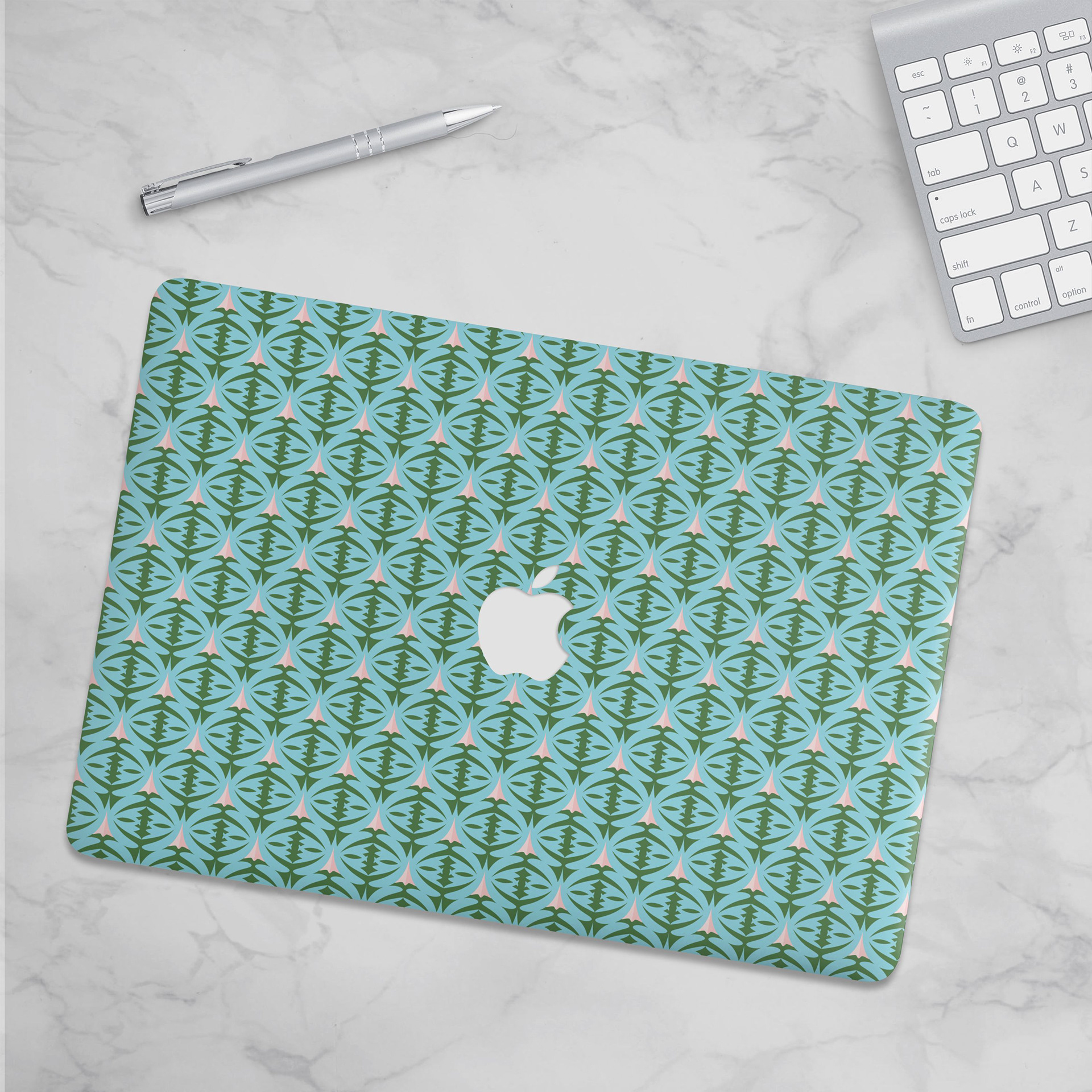 FOREST GUARDIANS - SPRING ROSE & JUNIPER_MACBOOK SKIN MOCKUP