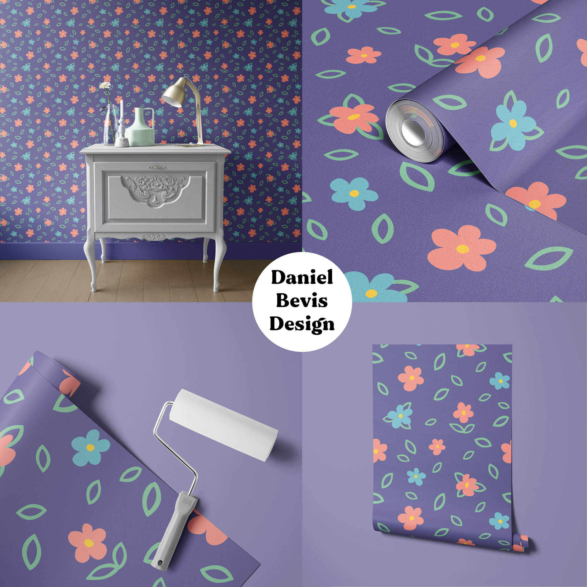 MINIMAL FLORALS - LAVENDER COLOUR BLUSH_HOME LIFESTYLE WALLPAPER COLLAGE