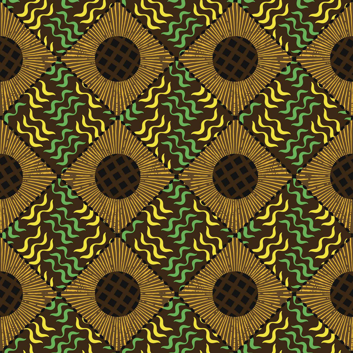 DIAMOND PLAID SUNFLOWERS & GRASSY WEAVES 1