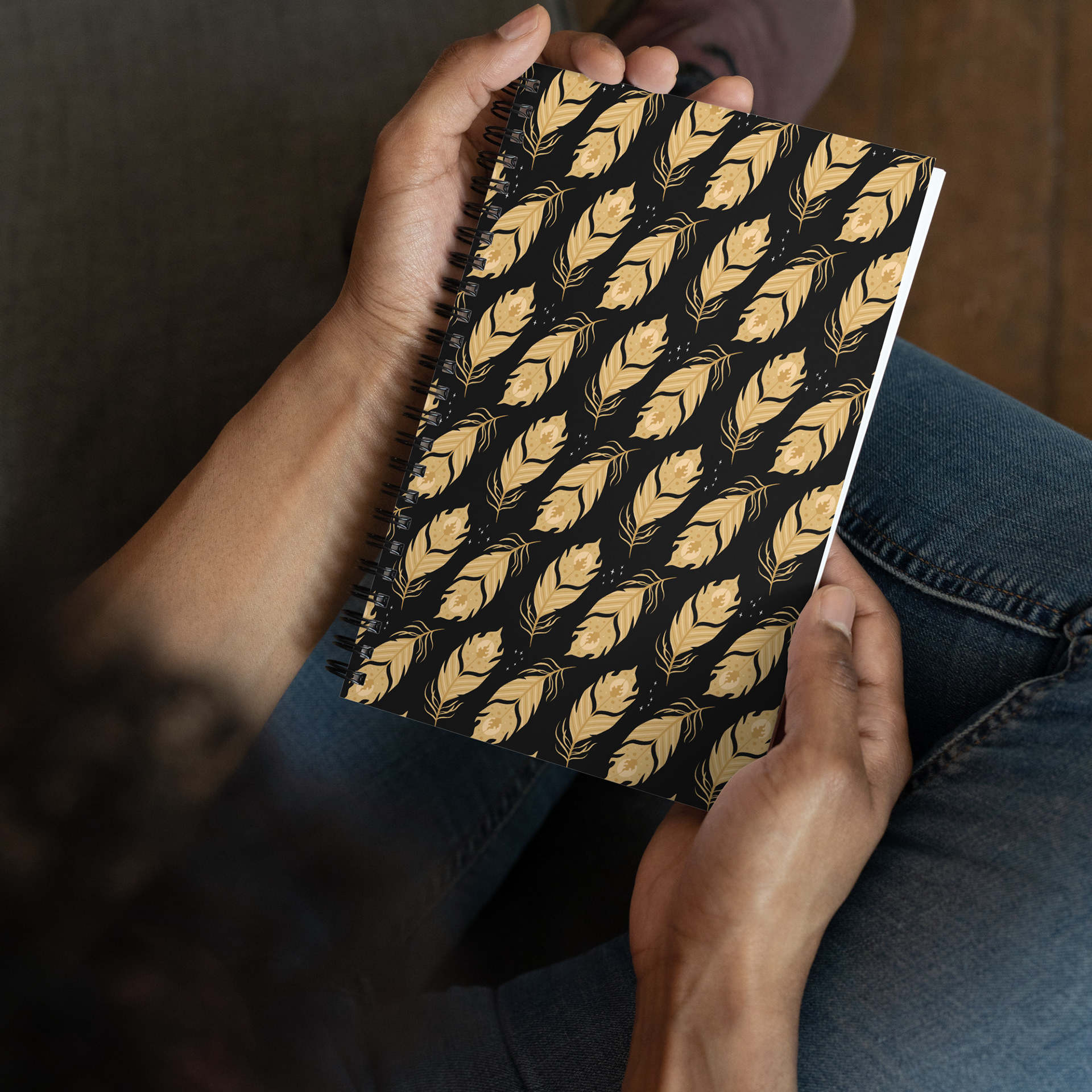 PHOENIX FEATHERS 1 - BLACK & GOLD 1 - SPIRAL NOTEBOOK