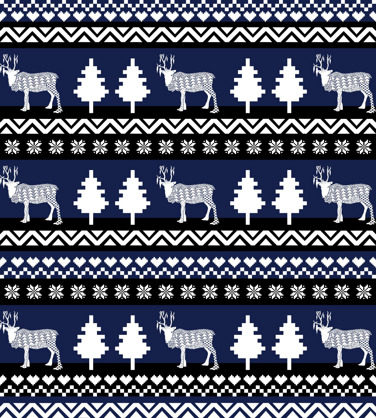 PATCHWORK UGLY SWEATER REINDEER [NAVY]