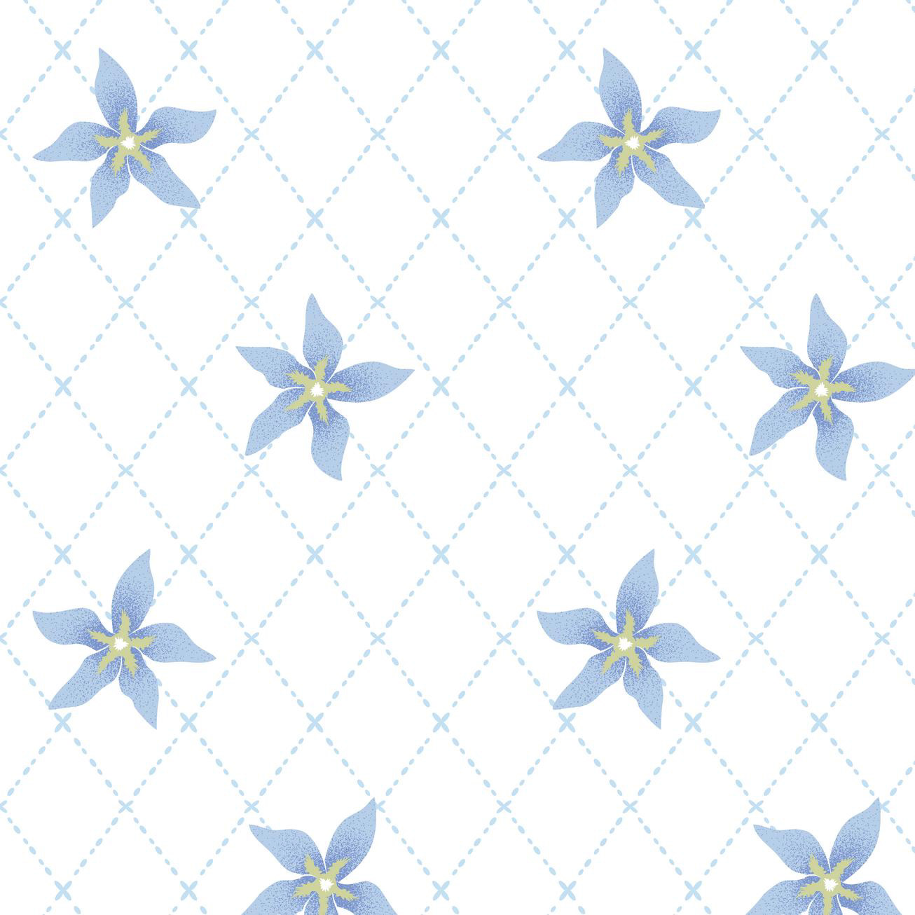 BLUE STAR FLORAL DIAMOND LACE