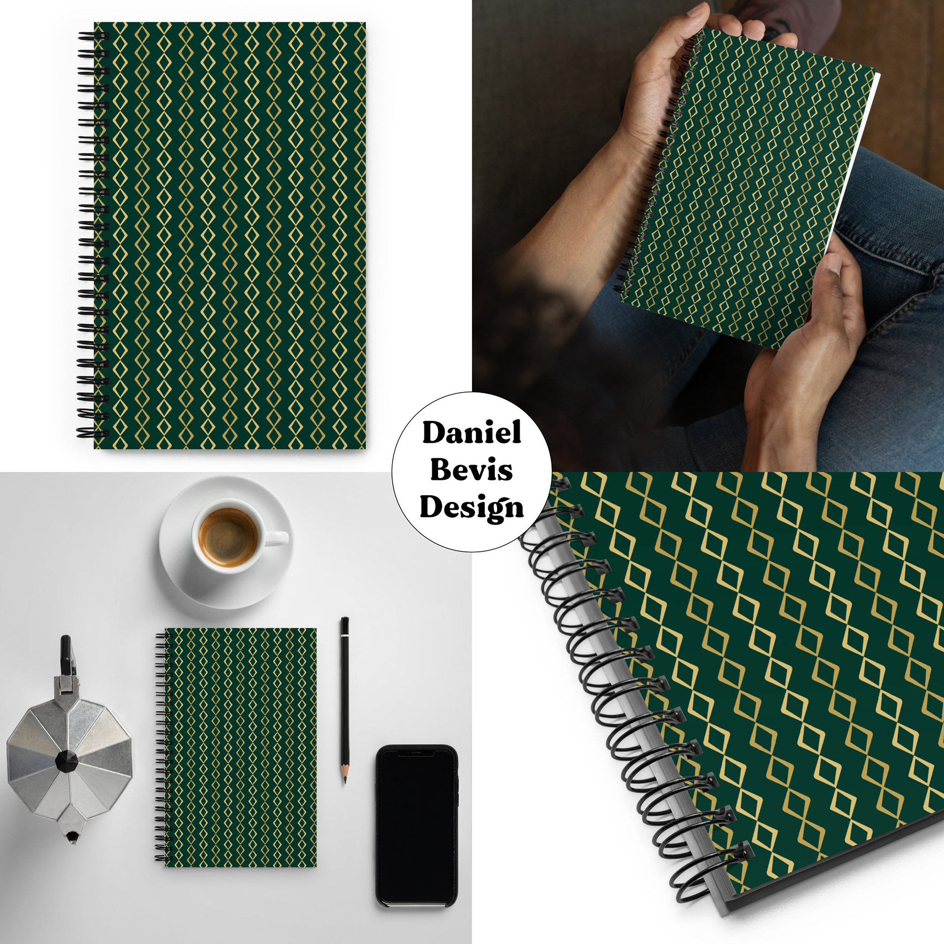 DRAGON SCALES 1 - JADE & GOLD_SPIRAL NOTEBOOK MOCKUPS COLLAGE