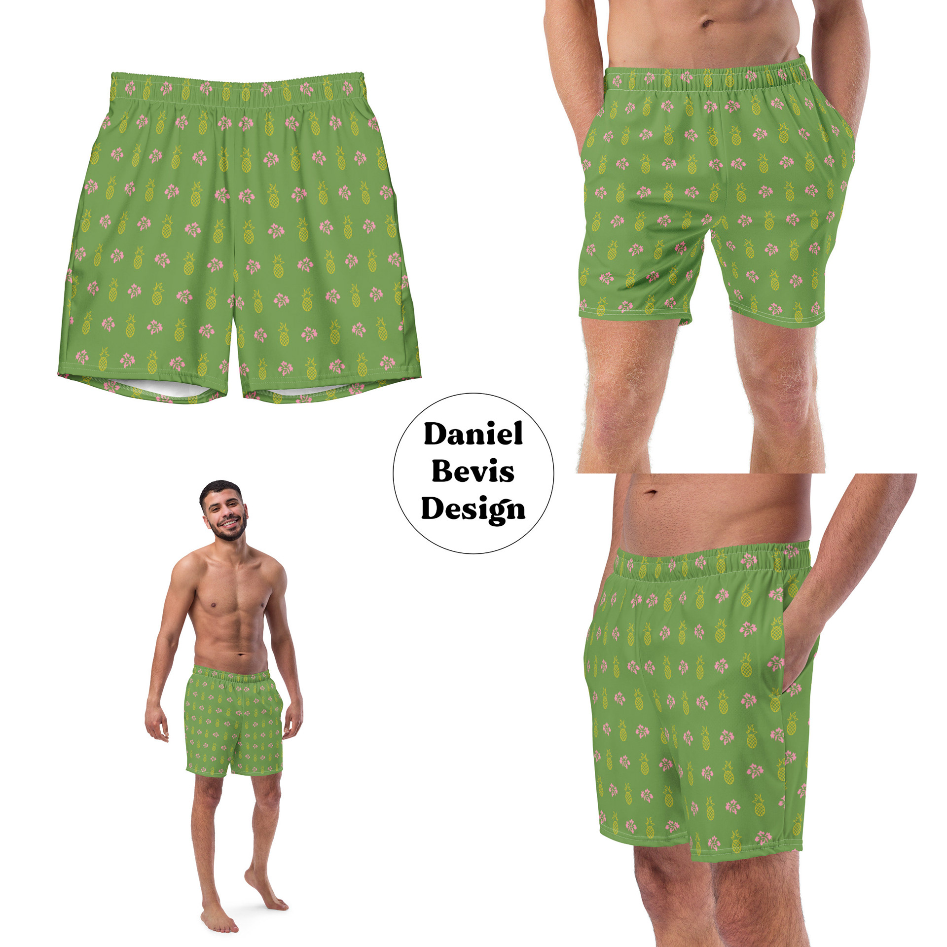 HIBISCUS & PINEAPPLES - SUMMER GARDEN_SWIM TRUNKS