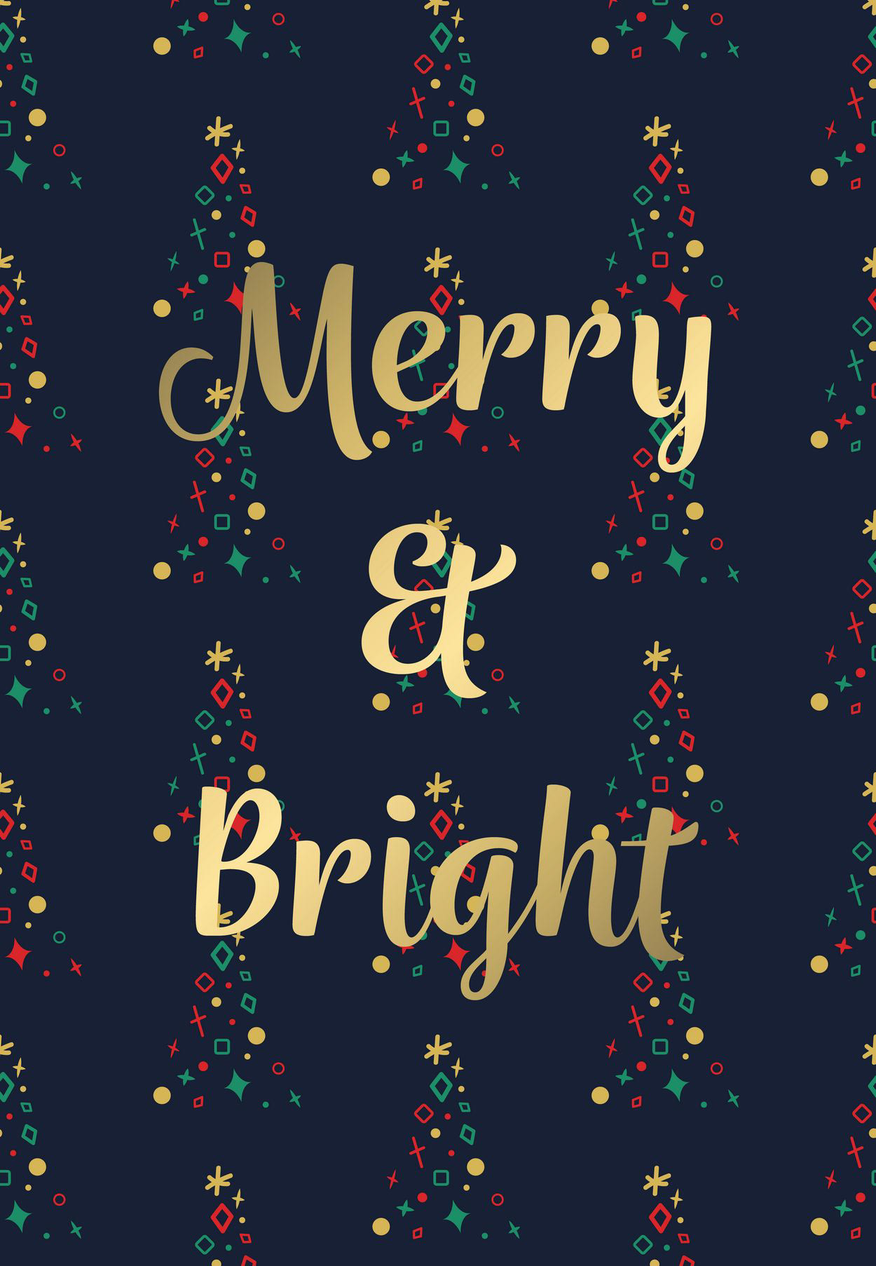 STARRY XMAS TREES NAVY - MERRY & BRIGHT