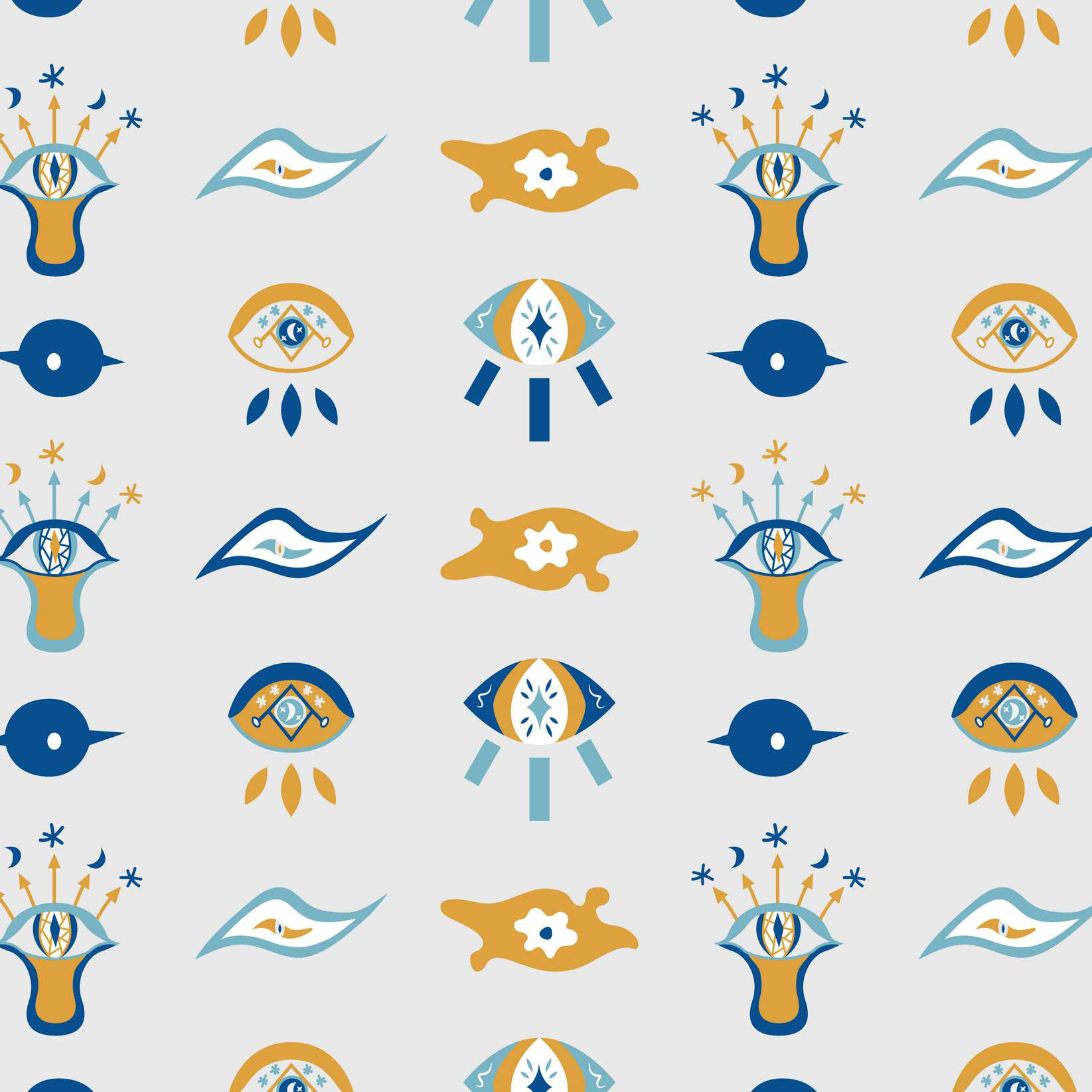 EVIL EYES 1 - GREEK BLUE, GOLD & WHITE