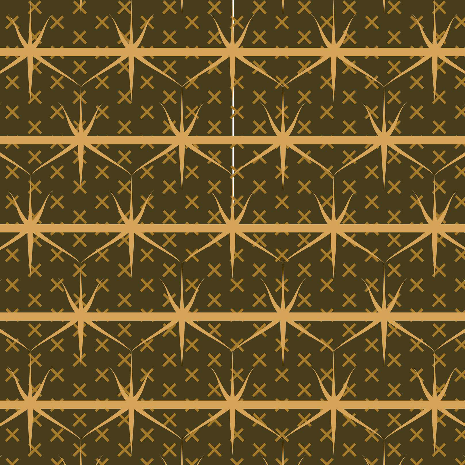 STARRY MEDIEVAL  FENCE PRINT - GOLD