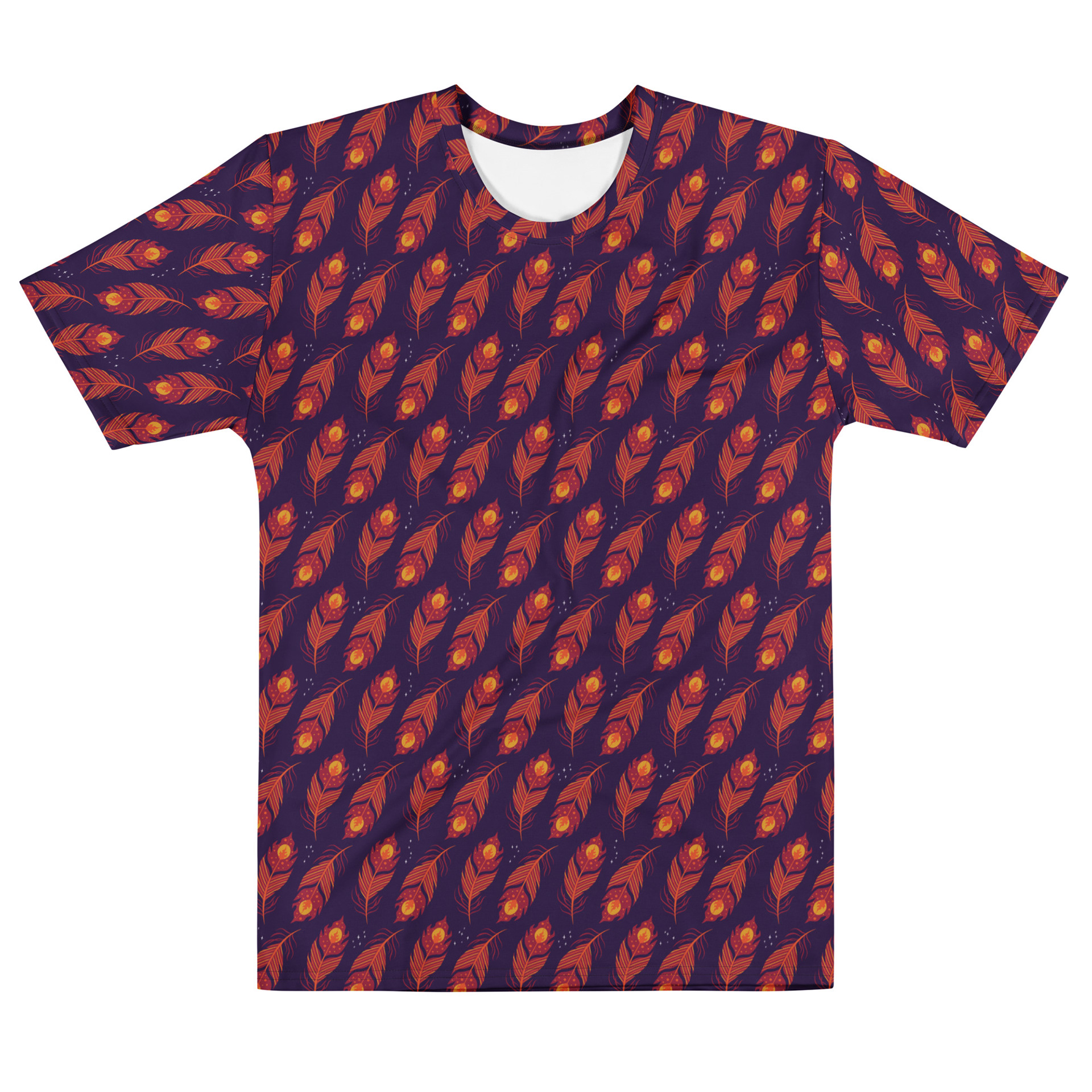 PHOENIX FEATHERS - ROYAL PURPLE_ALL OVER GRAPHIC TEE