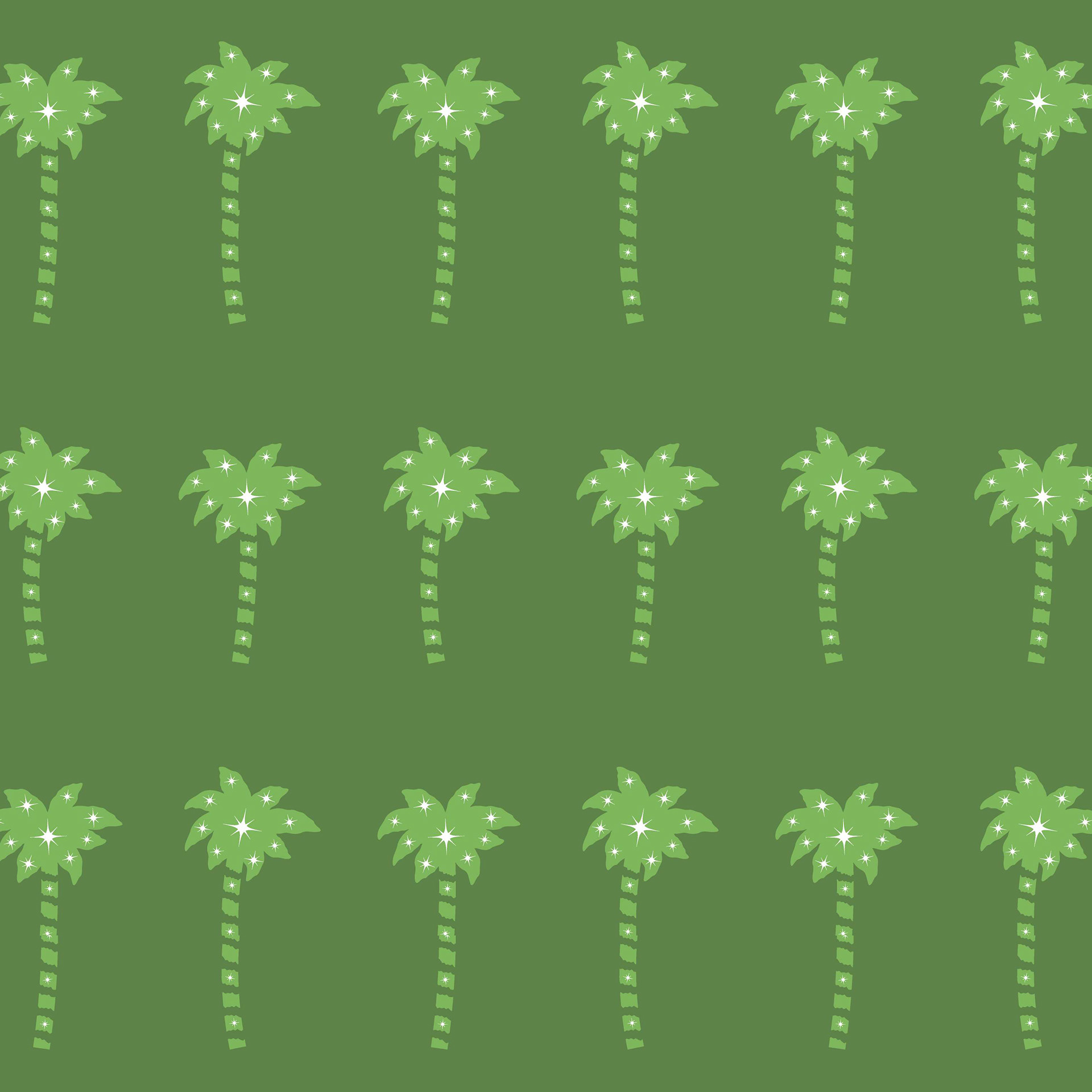 MONO STARRY PALM TREES JUNGLE GREEN