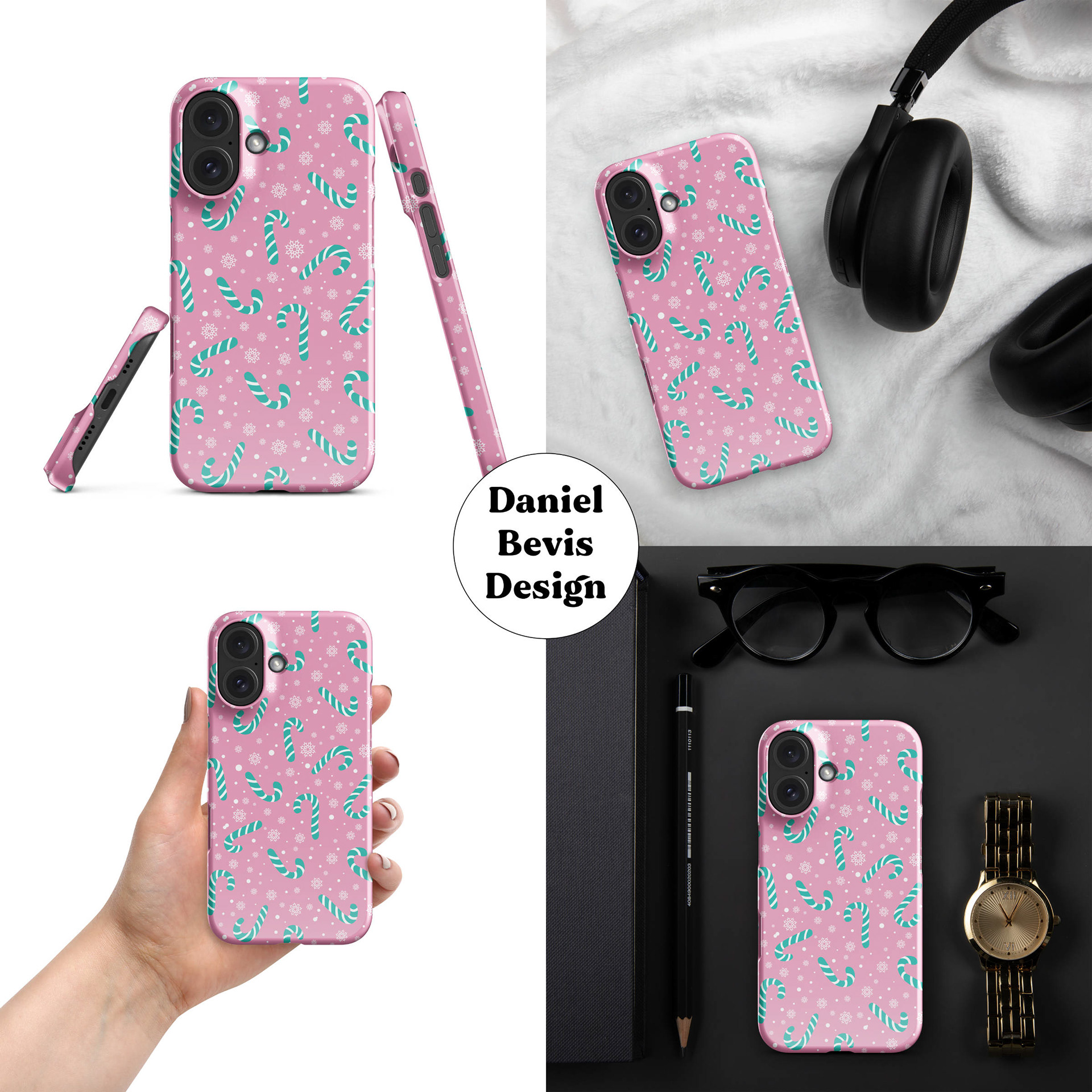 CANDY CANES 1 - POLAR TEAL & PRETTY PINK_IPHONE CASE MOCKUP COLLAGE