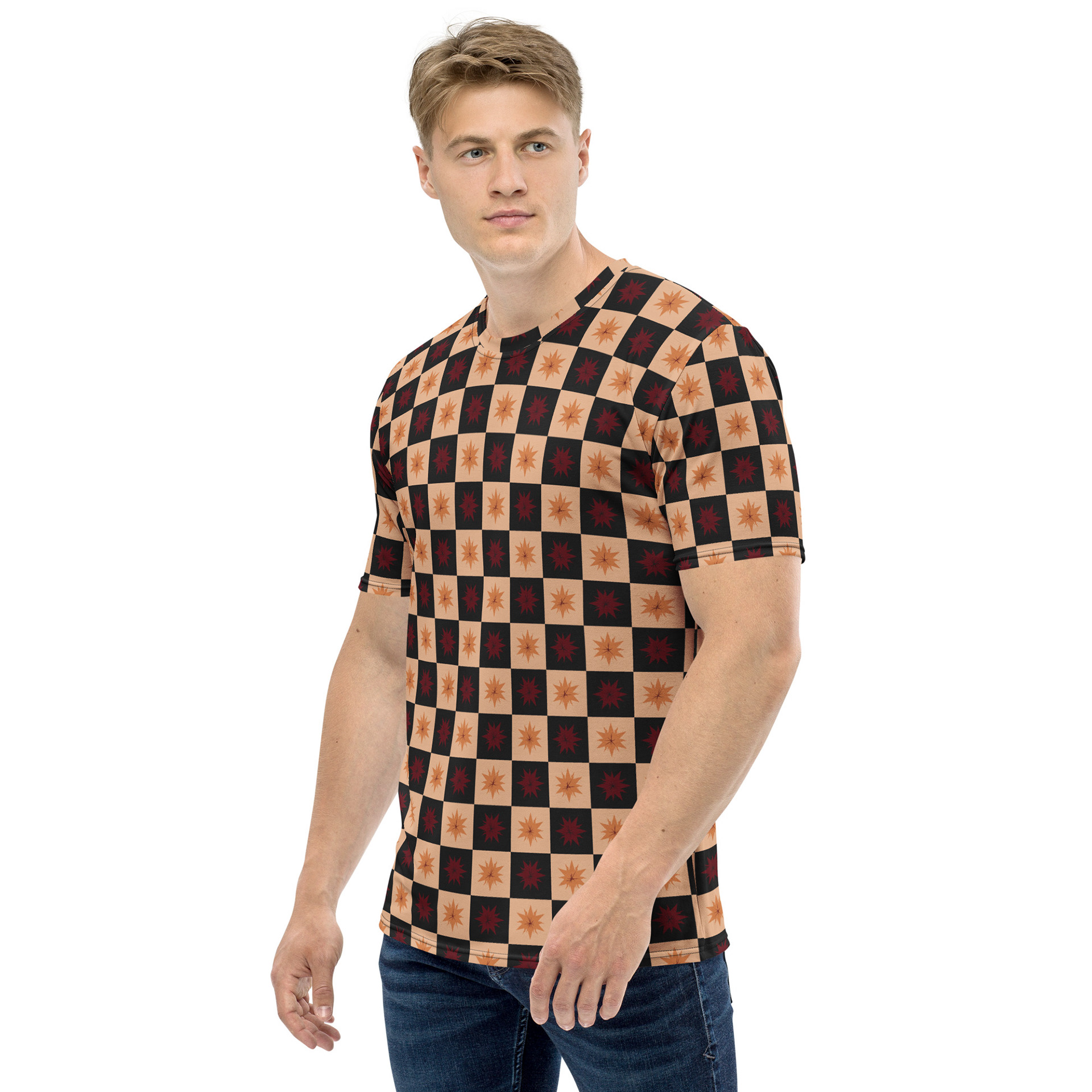 CHECK STARBURST - FIERY DRACONIC HERALDRY - ALL OVER T-SHIRT MENS LIFESTYLE 1
