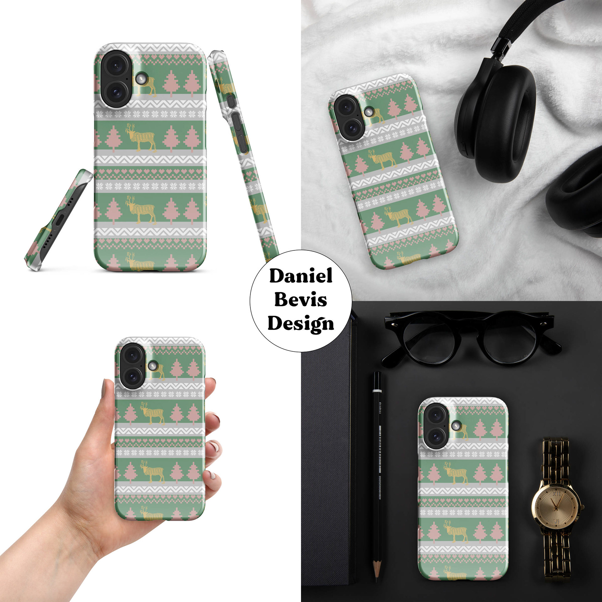 REINDEER UGLY XMAS SWEATER PASTEL PEPPERMINT_IPHONE CASE MOCKUP COLLAGE