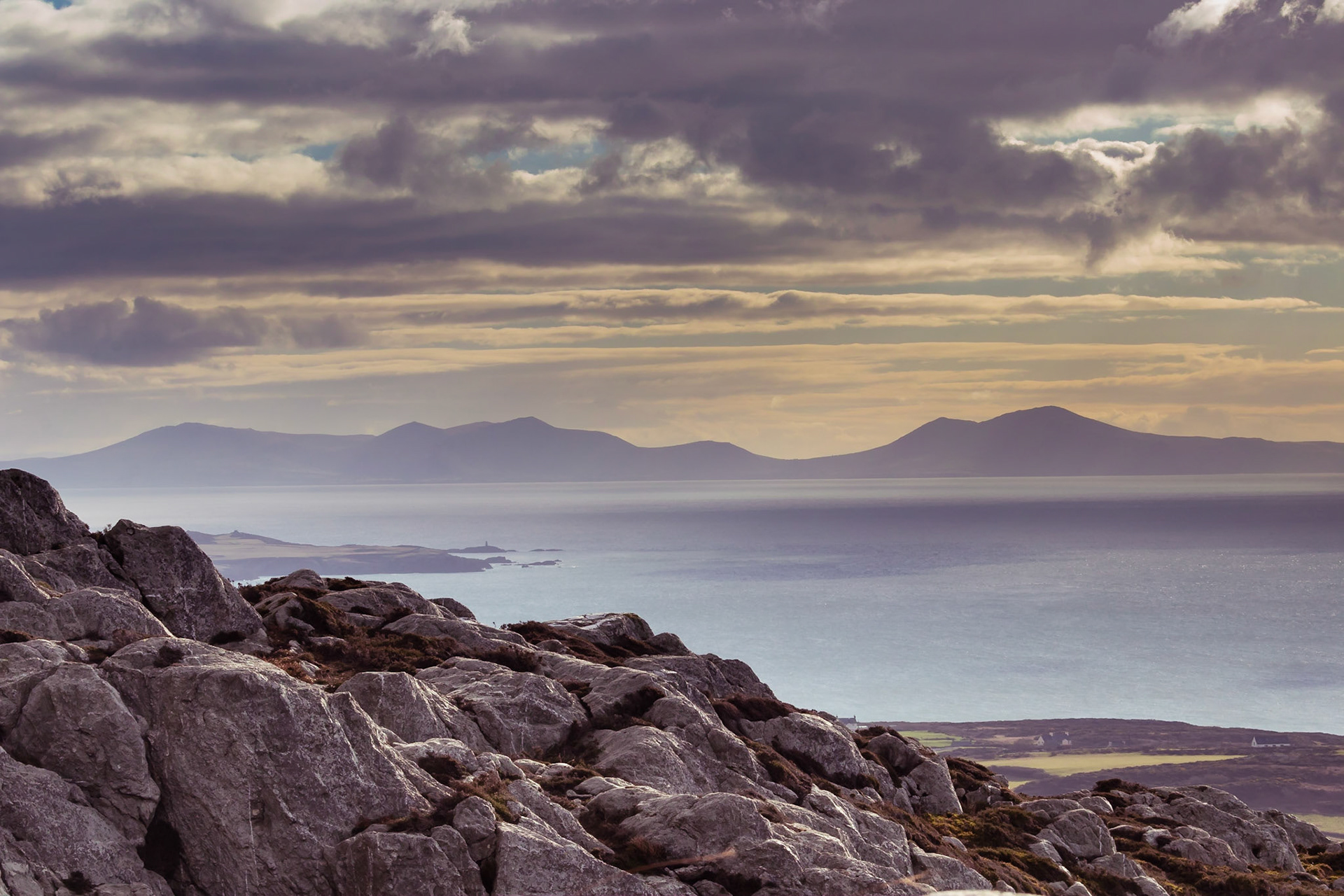 A winter's view of Caernarfon Bay from Holyhead Mountain.