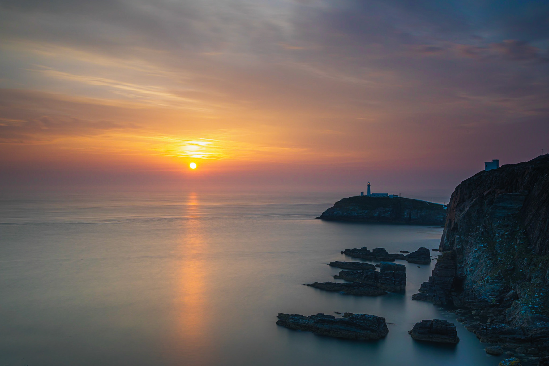 Sunset at South Stack, Holy Island, Anglesey, Wales, United Kingdom.