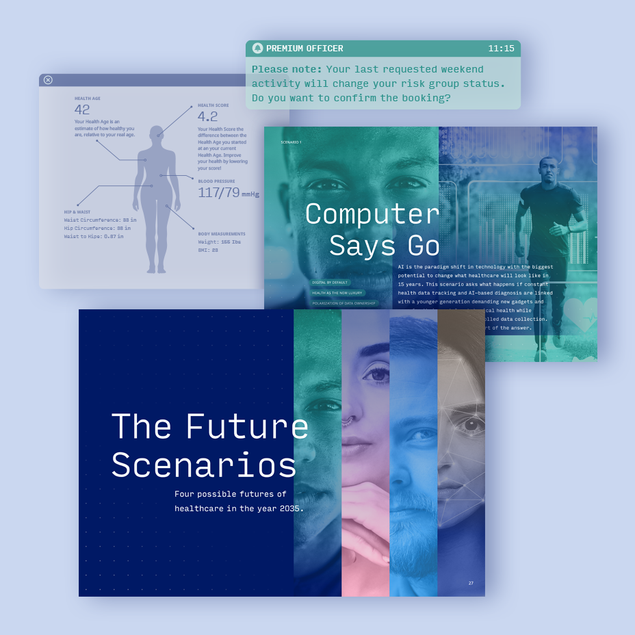 Kreativkonzept für einen Zukunftsreport eines Pharmaunternehmens in Zusammenarbeit mit Third Wave GmbH