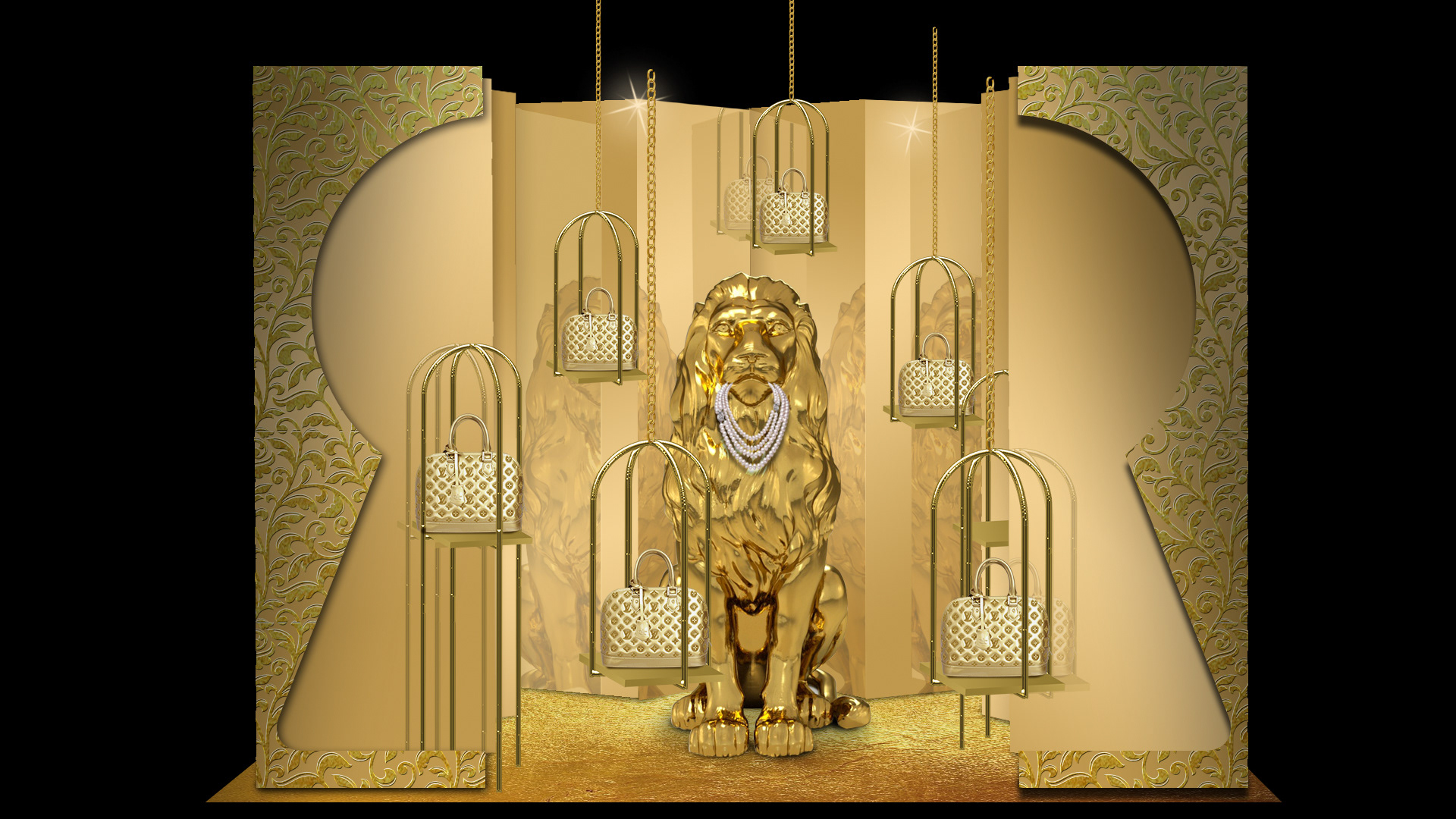 Concept schets shopping windows de Bijenkorf (Kerst)