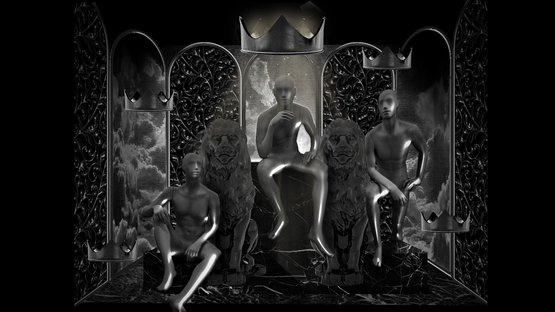 Concept schets shopping windows de Bijenkorf (Kerst)