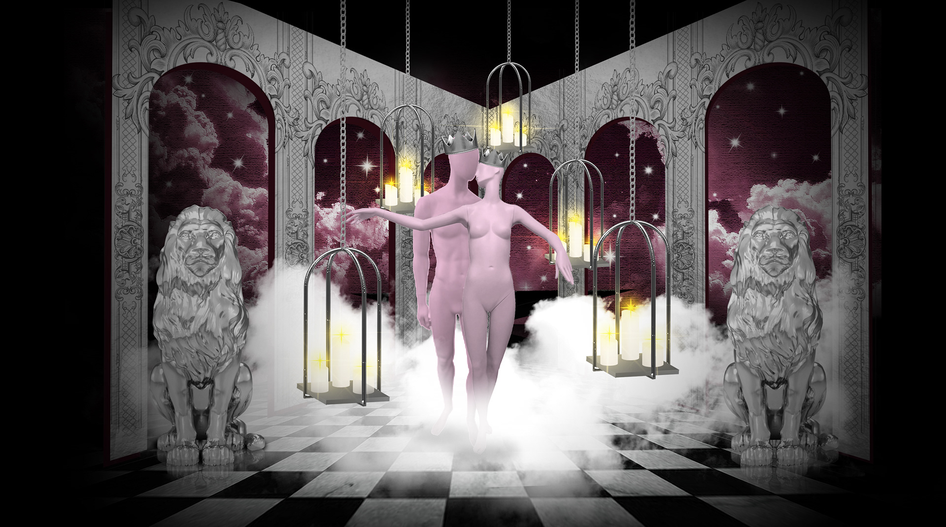 Concept schets shopping windows de Bijenkorf (Kerst)