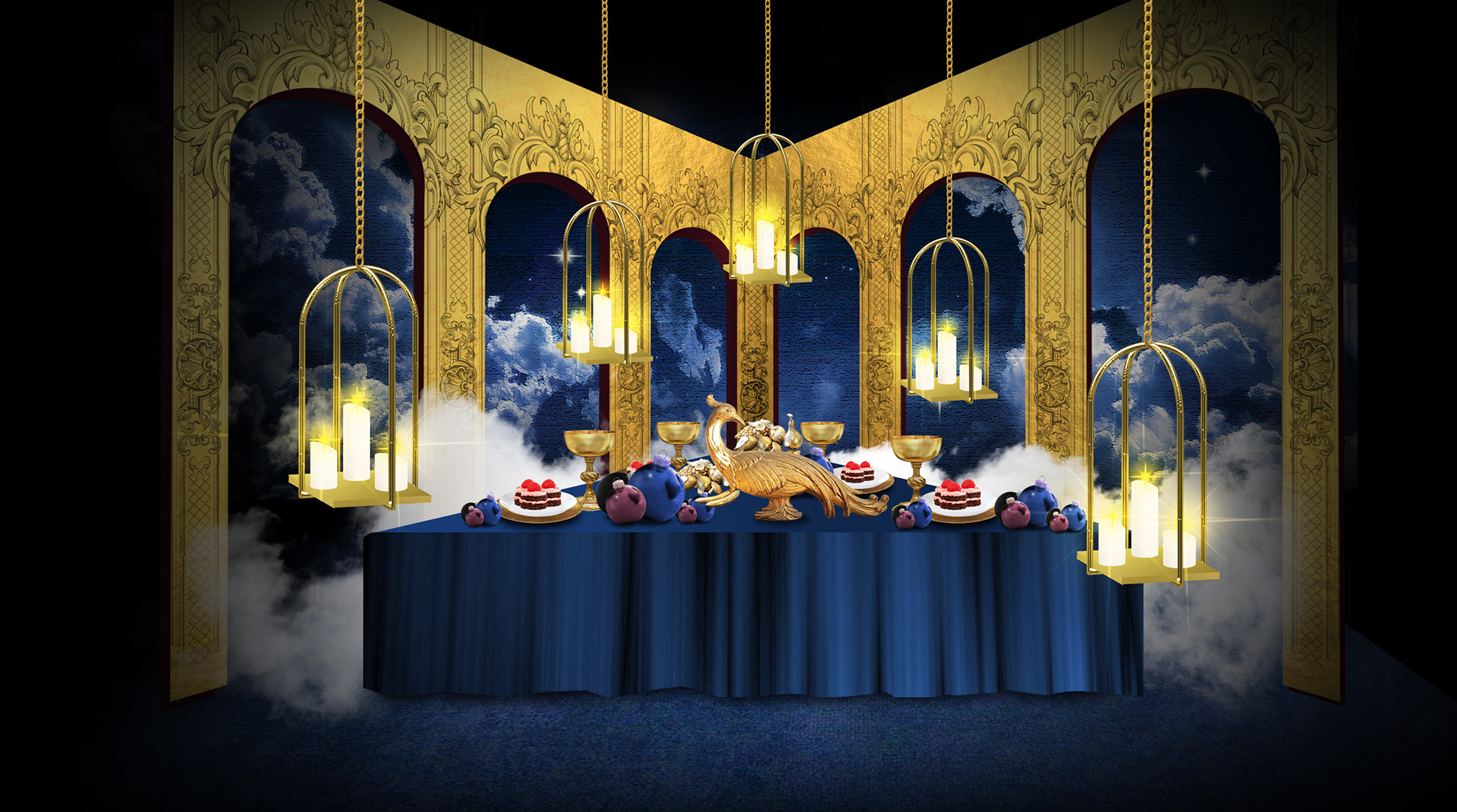 Concept schets shopping windows de Bijenkorf (Kerst)