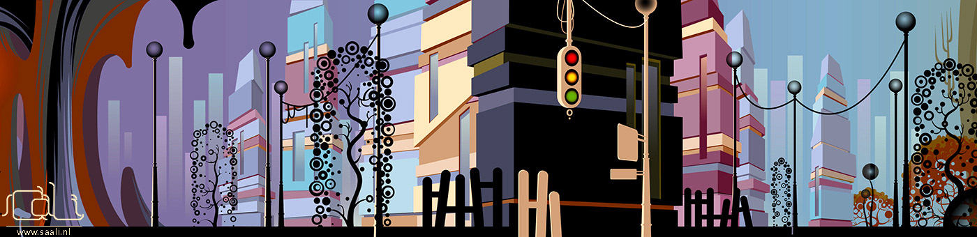 City environment for the running characters.