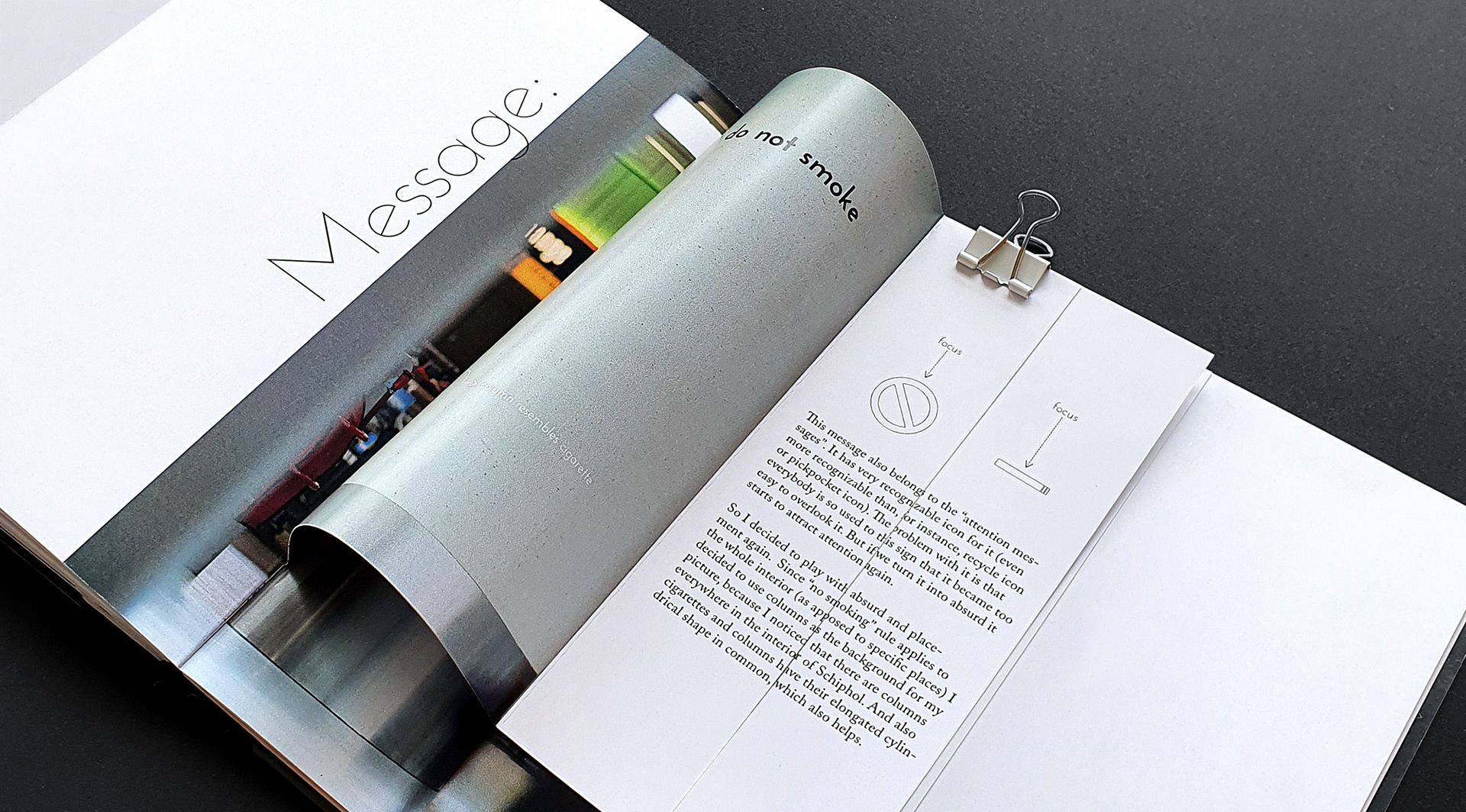 “Talking walls” research books. Smoking topic introduction spread.