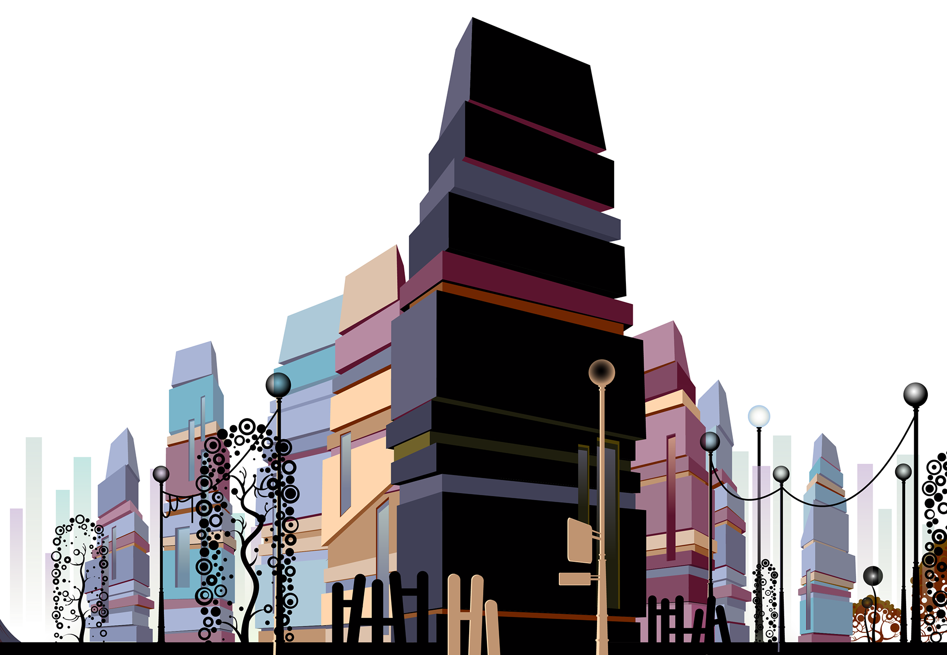 City environment BG for the running characters. Full height.