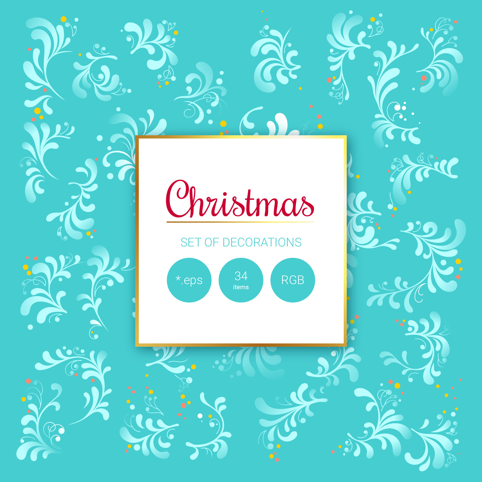 Christmas greetings set. Decorations.