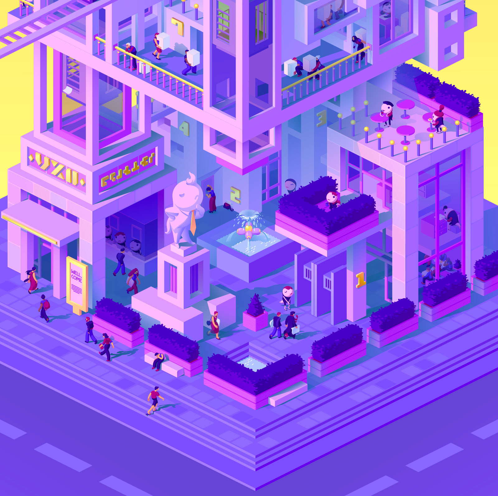 Bureaucracy tower illustration. Bottom part crop.