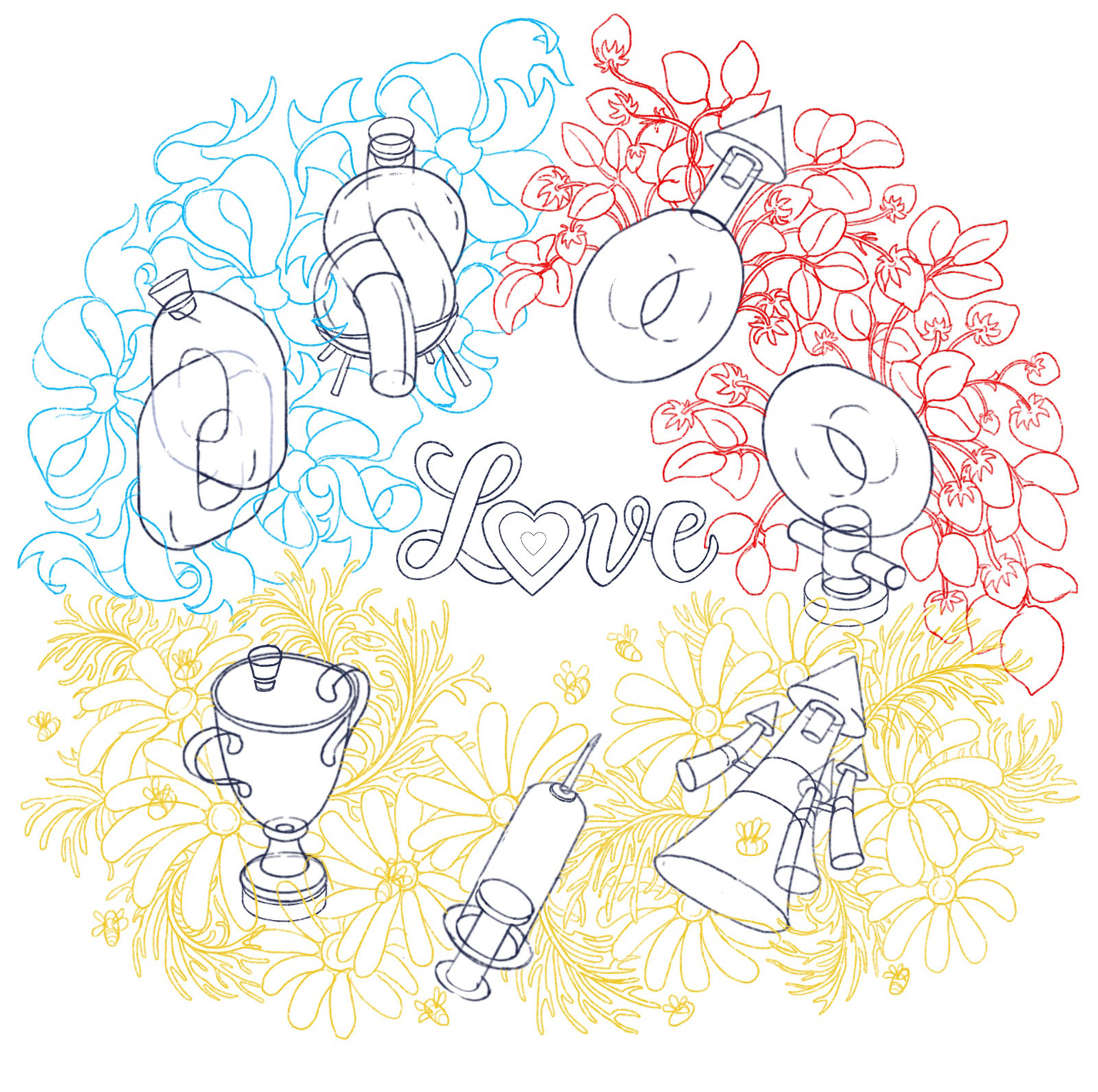Love chemistry project, final sketch of the poster.