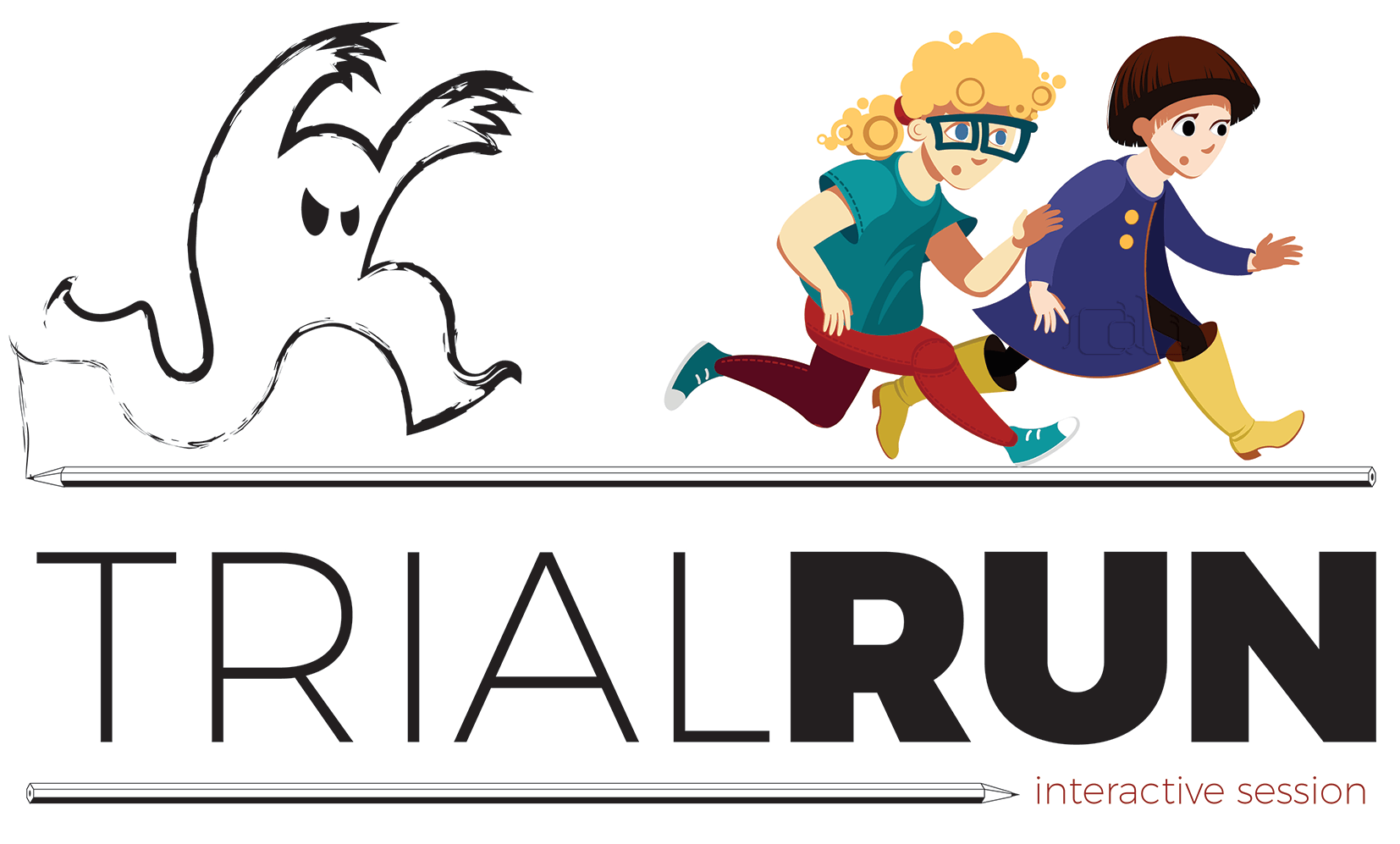 Running characters for an animation. Poster design for the workshop.