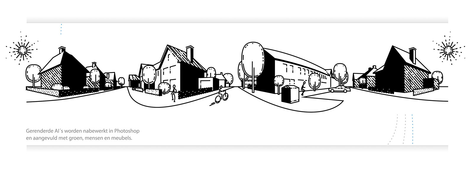 A detail of workflow of architecture visualization of a panorama view design.