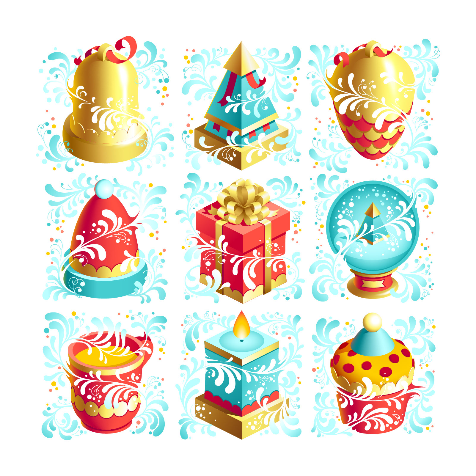 Christmas greetings set. The original 9 illustrations.