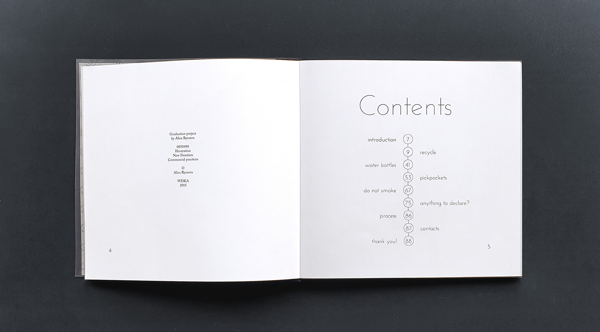 “Talking walls” research books. Contents spread.