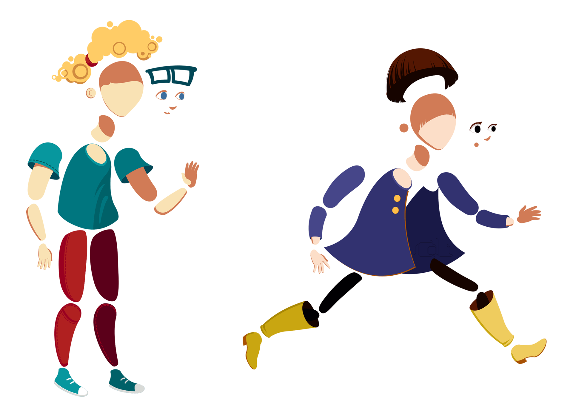 Running characters for an animation. Characters details.