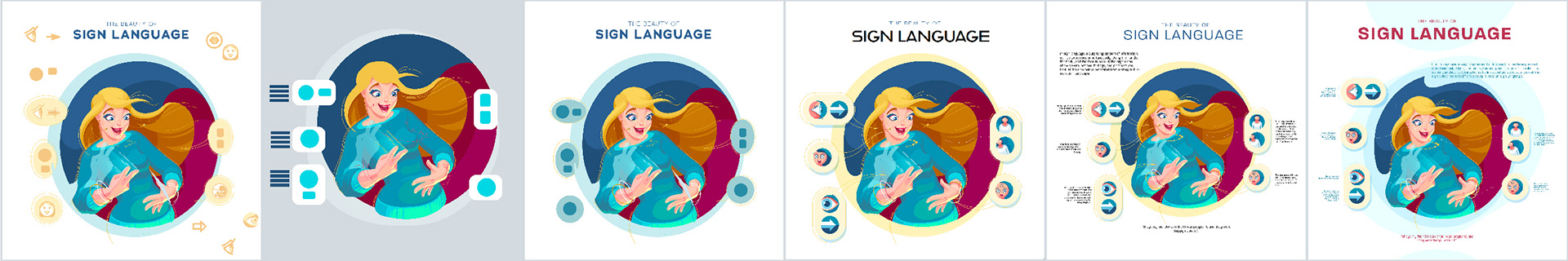 Composition process of the beauty of sign languages poster.