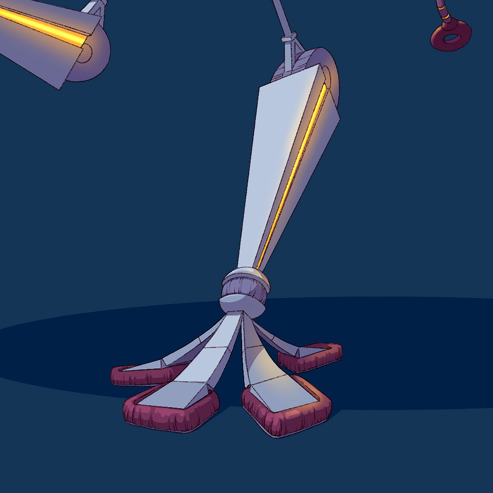 Robot-chick character concept. Leg details.