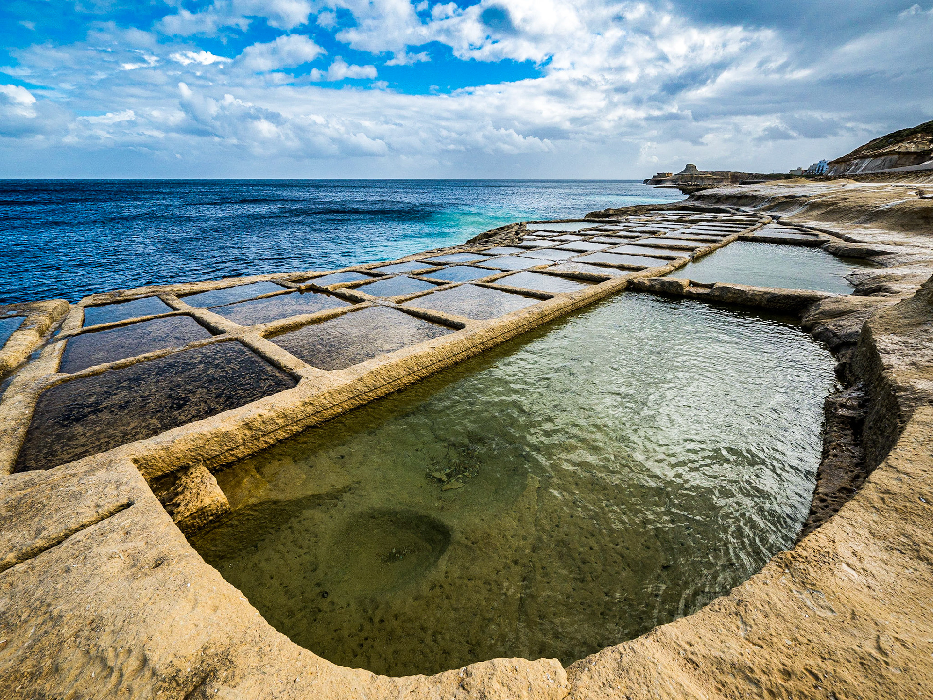 Salt pans near Xwejni Bay, Gozo, 22 Feb 2015