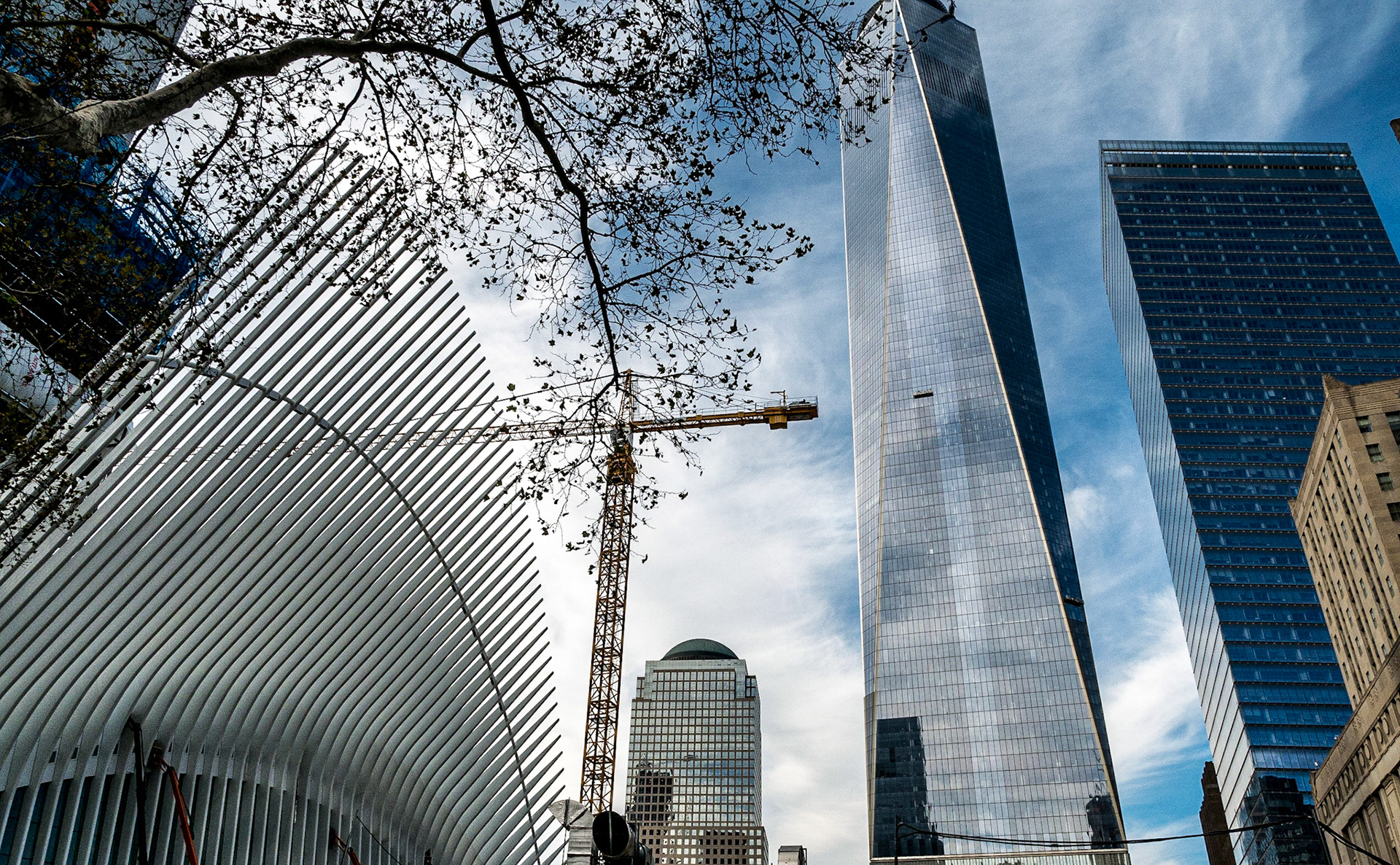 One World Trade Centre from graveyard of St Paul's Chapel, Manhattan, 15 Nov 2015